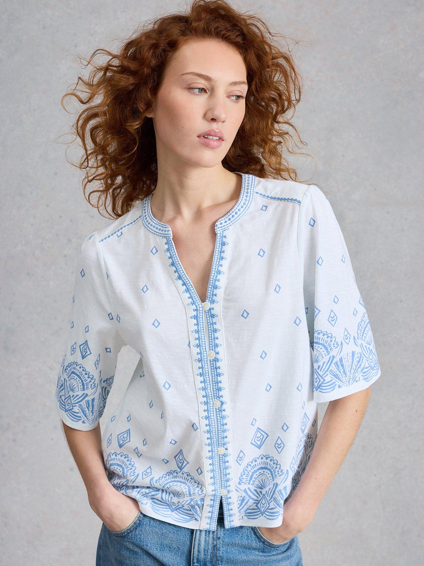 White Stuff Lizzie Border Embroidered Top - White
