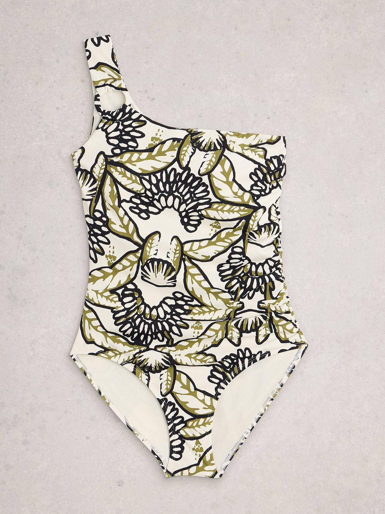 Image 5 of 6 of White Stuff Ivy One Shoulder Swimsuit - Cream