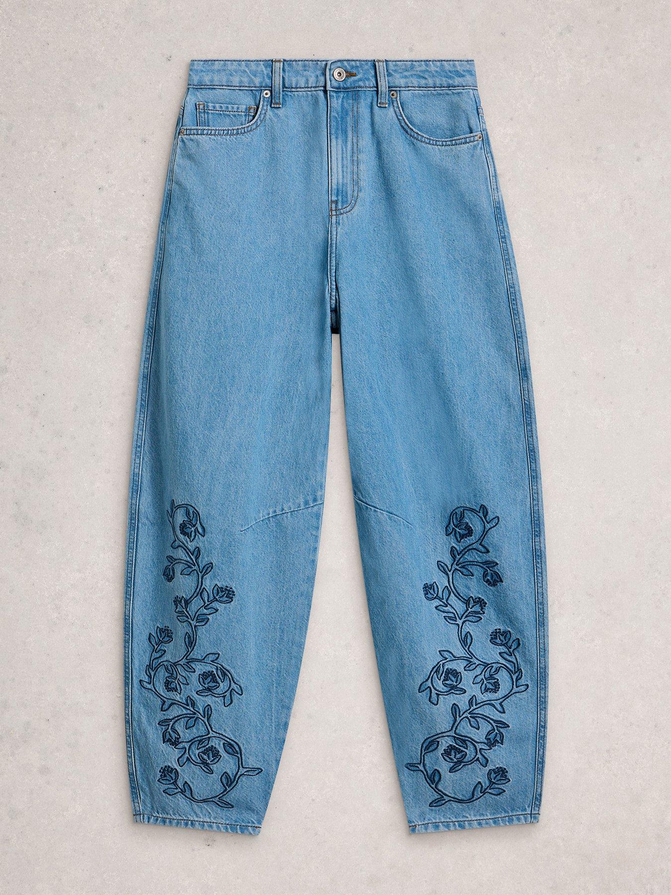 Image 5 of 6 of White Stuff Aubrey Embroidered Barrel Jean - Blue