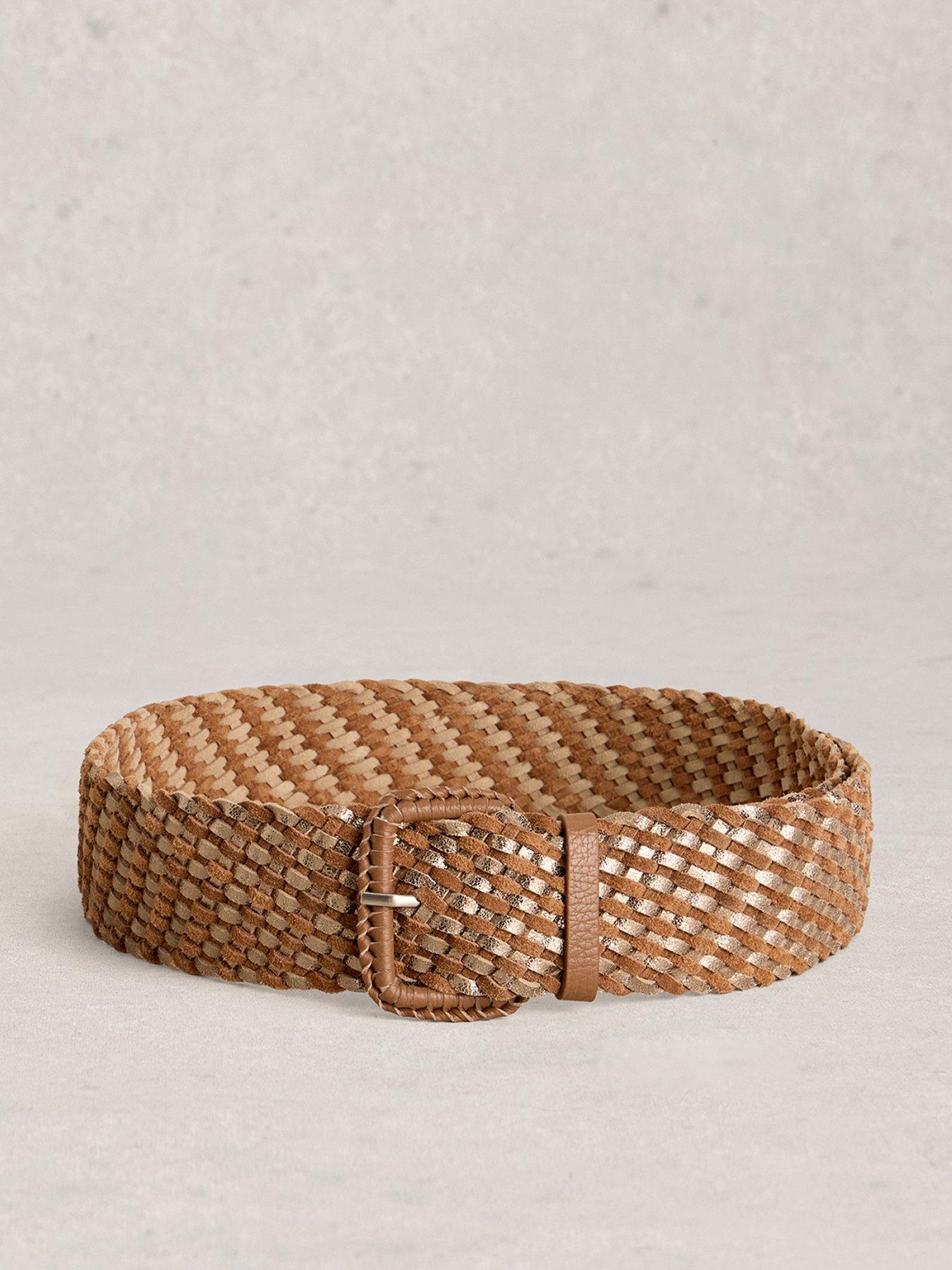 White Stuff Leather Wide Weave Belt