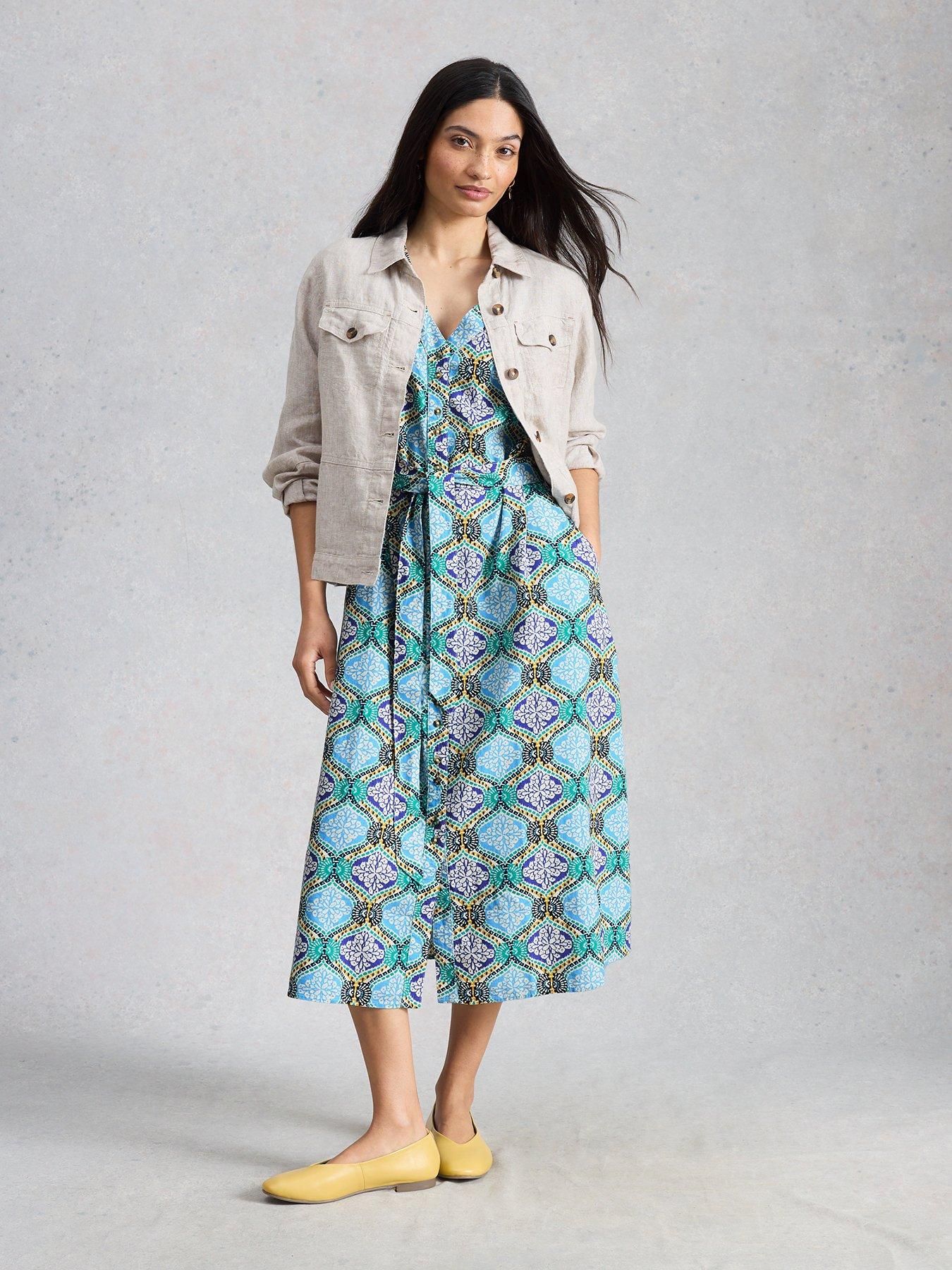 Image 3 of 6 of White Stuff Val Linen Blend Dress - Blue