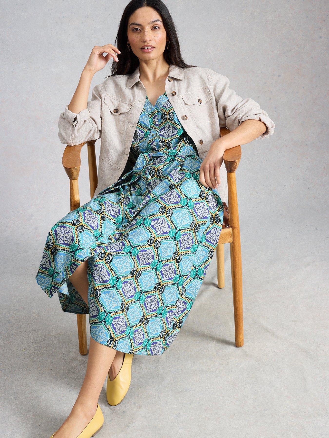Image 4 of 6 of White Stuff Val Linen Blend Dress - Blue