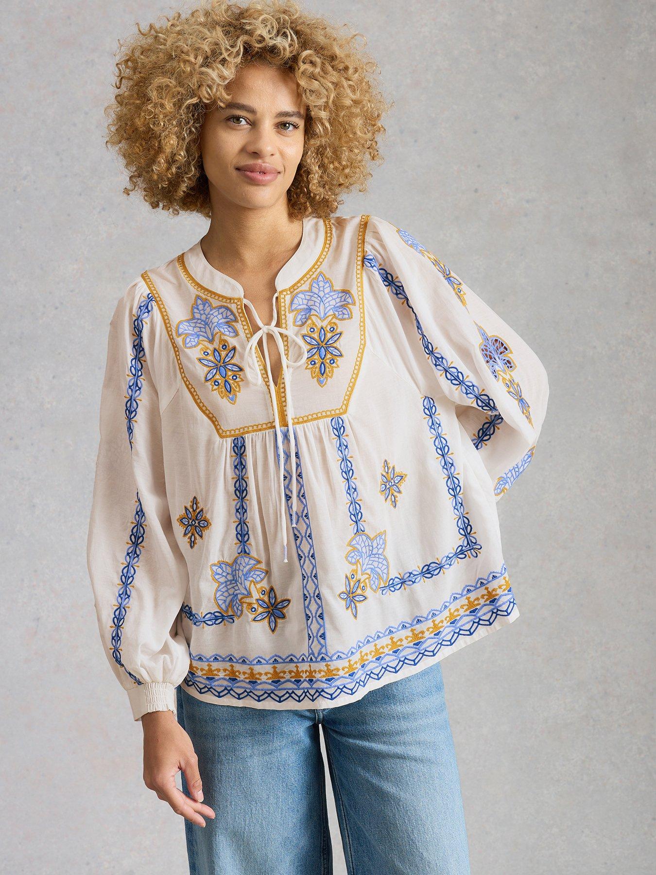Image 1 of 6 of White Stuff Ciara Embroidered Blouse