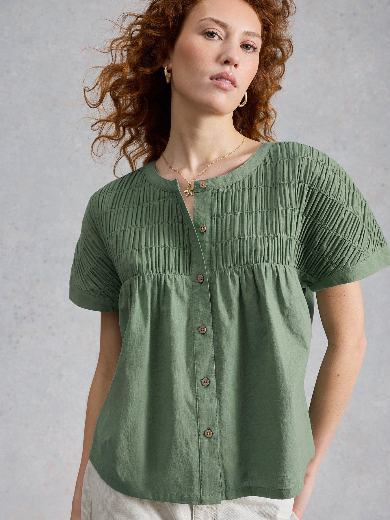 White Stuff Tammie Cotton Shirt - Green