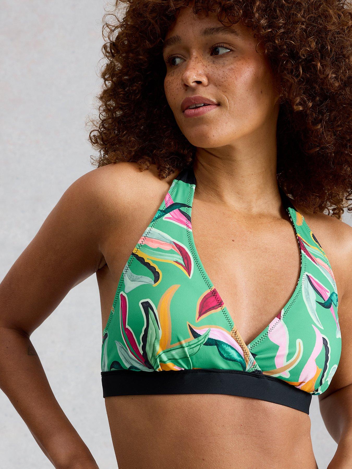 White Stuff Sunshine Reversible Bikini Top - Green