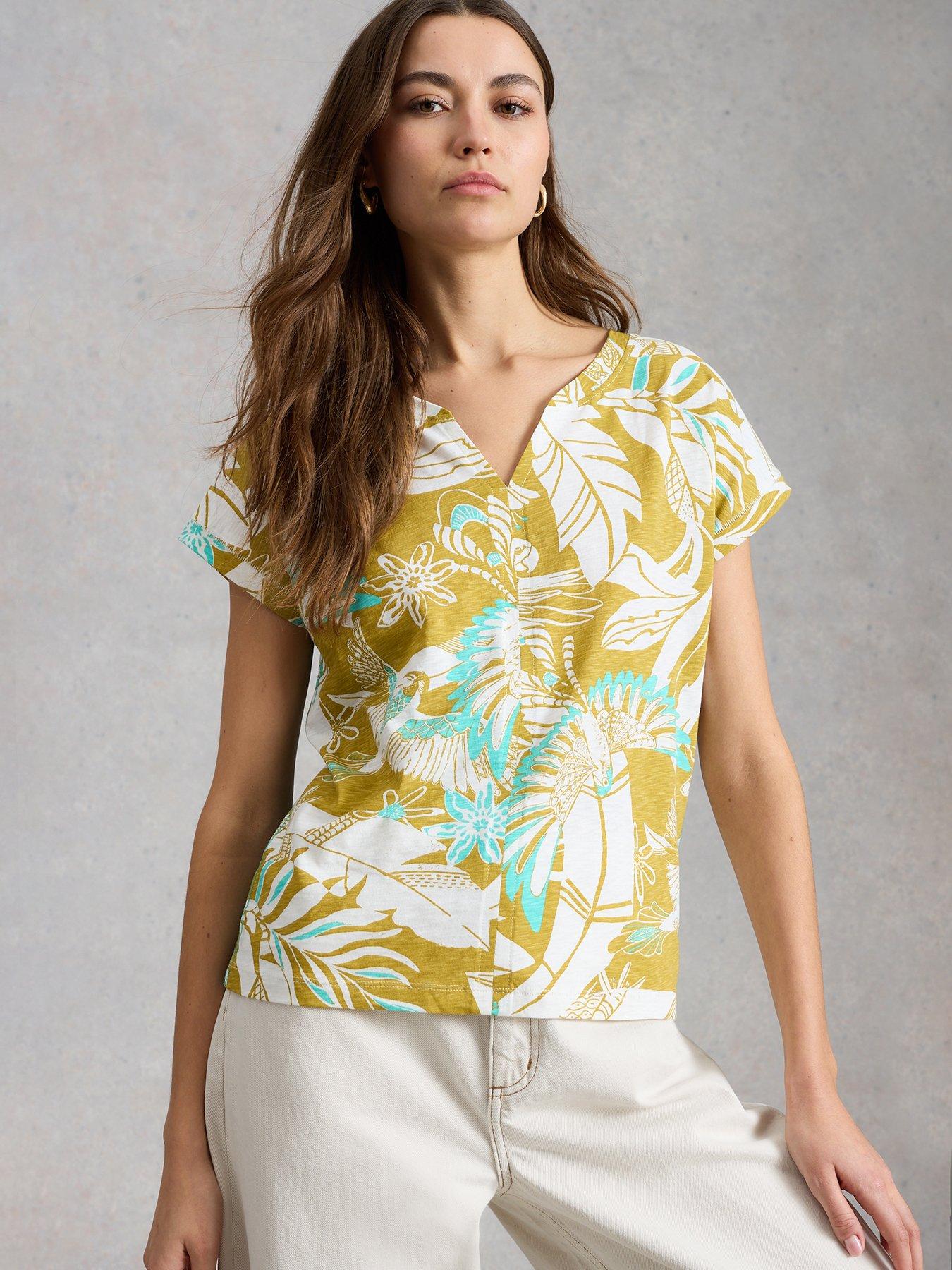 White Stuff Nelly Notch Neck T-Shirt - Blue
