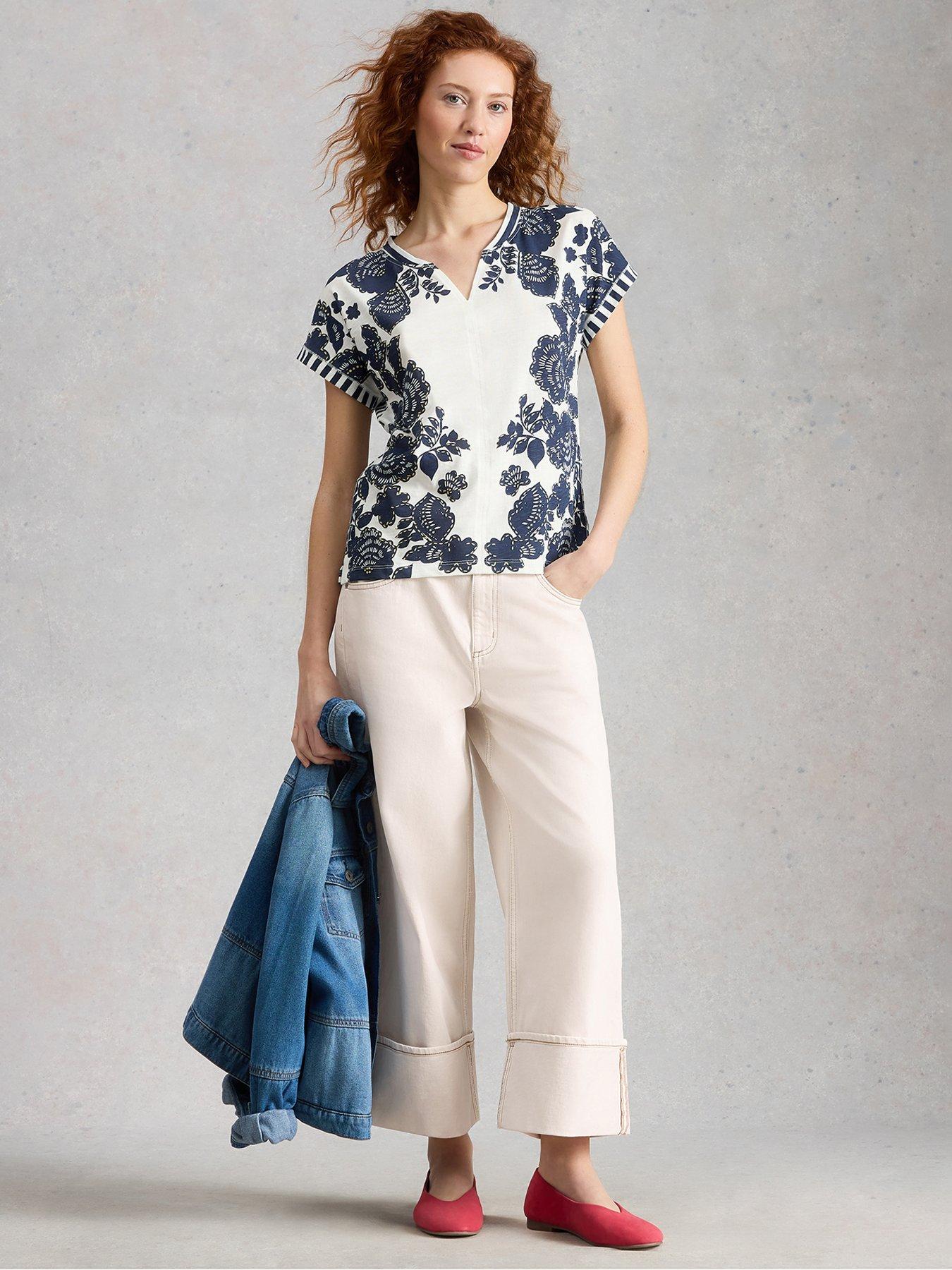 White Stuff Nelly Notch Neck T-Shirt - Blue