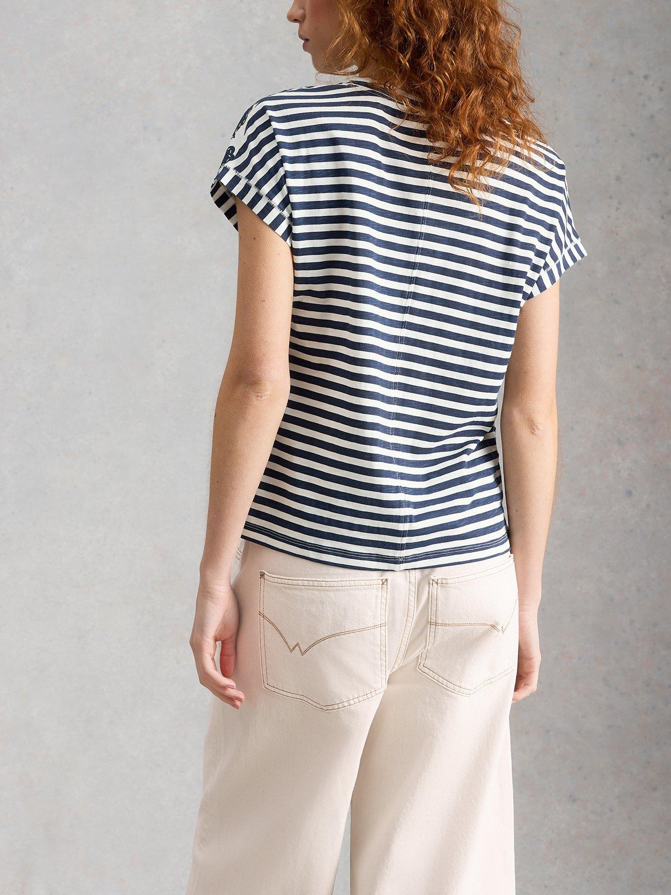Image 2 of 6 of White Stuff Nelly Notch Neck T-Shirt - Blue