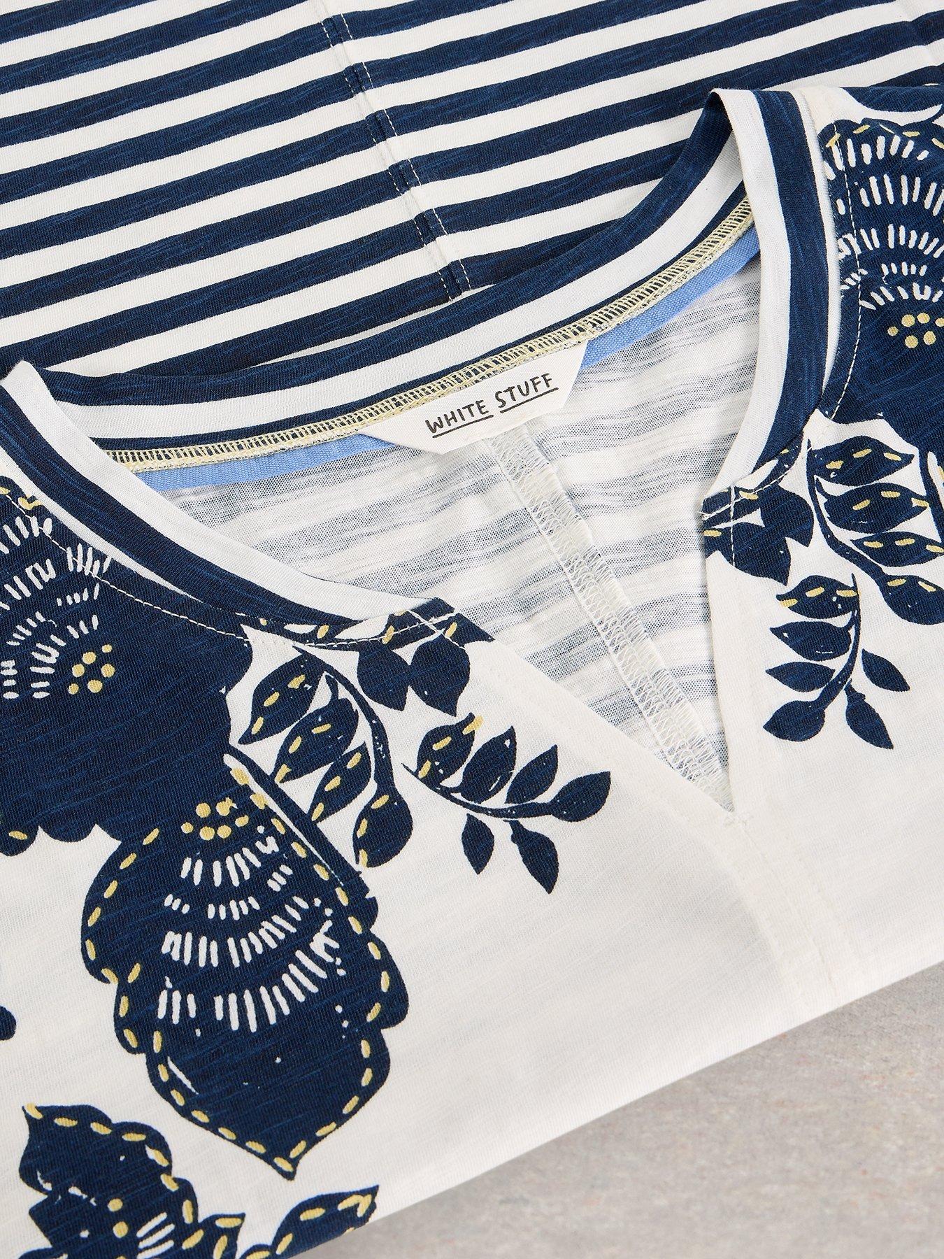 Image 6 of 6 of White Stuff Nelly Notch Neck T-Shirt - Blue