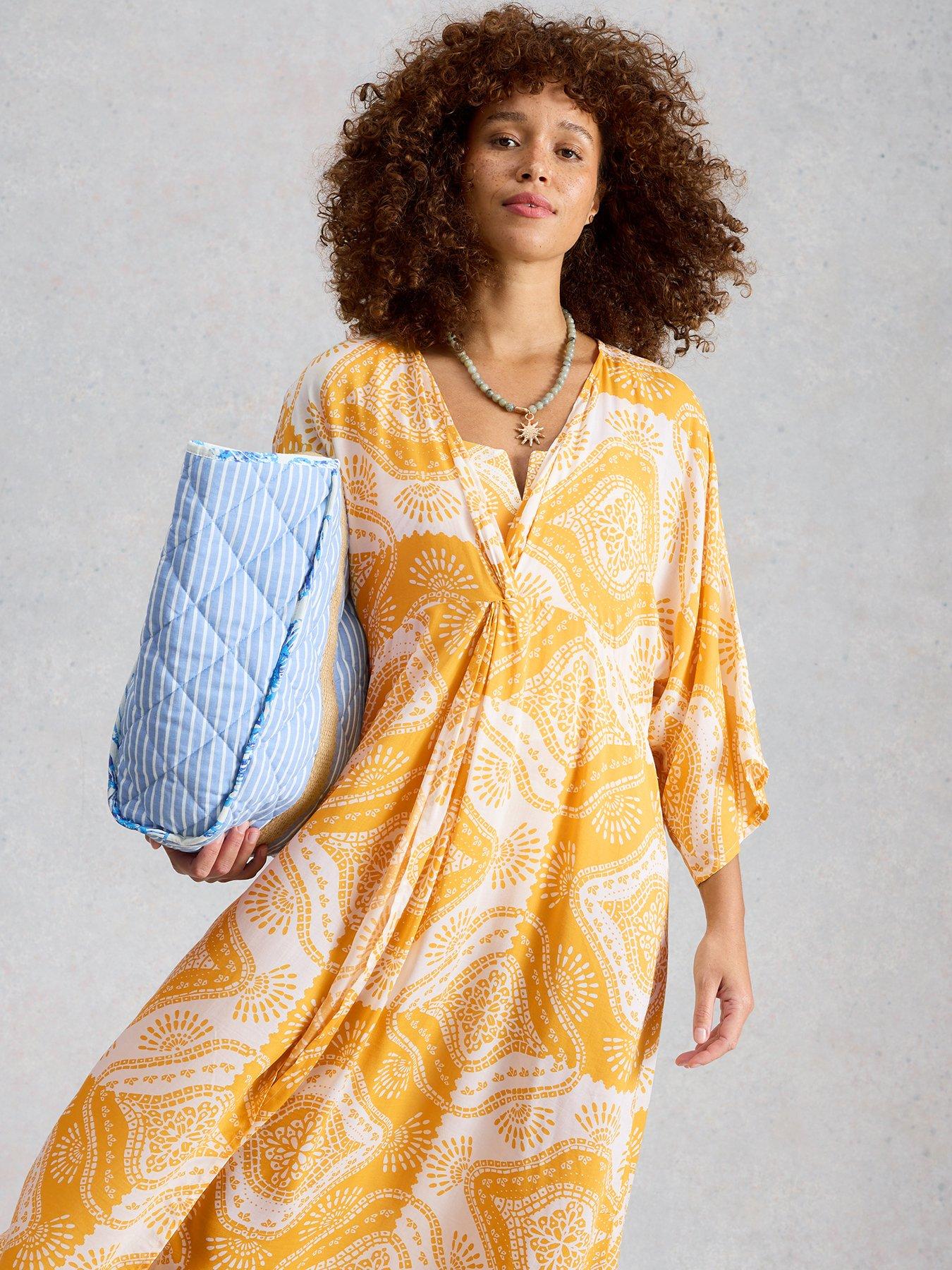 Image 3 of 6 of White Stuff Cleo V Neck&nbsp;Kimono - Yellow Print&nbsp;
