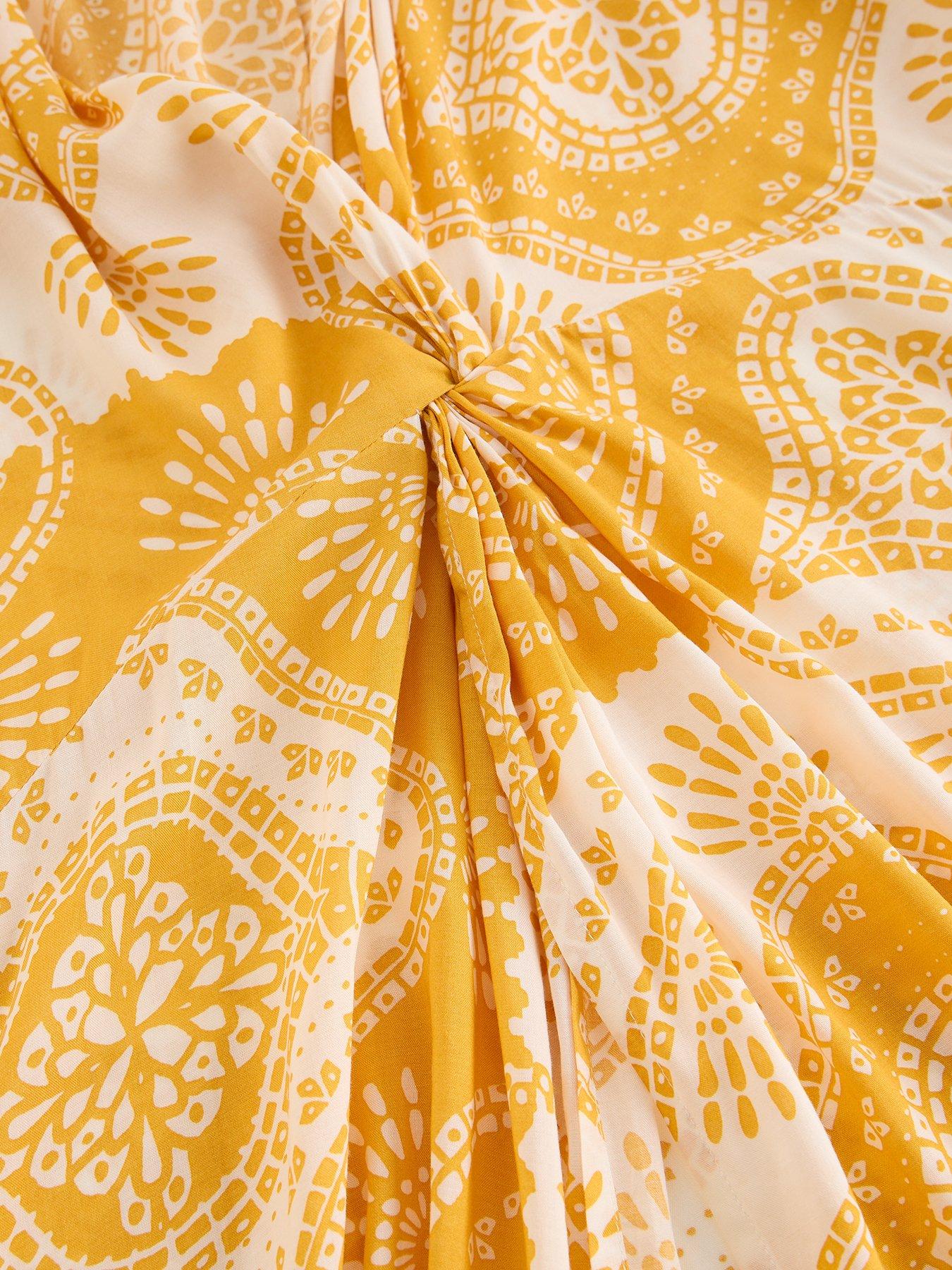 Image 6 of 6 of White Stuff Cleo V Neck&nbsp;Kimono - Yellow Print&nbsp;