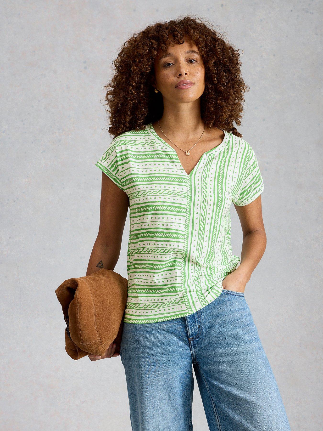 White Stuff Nelly Notch Stripe Tee - Green