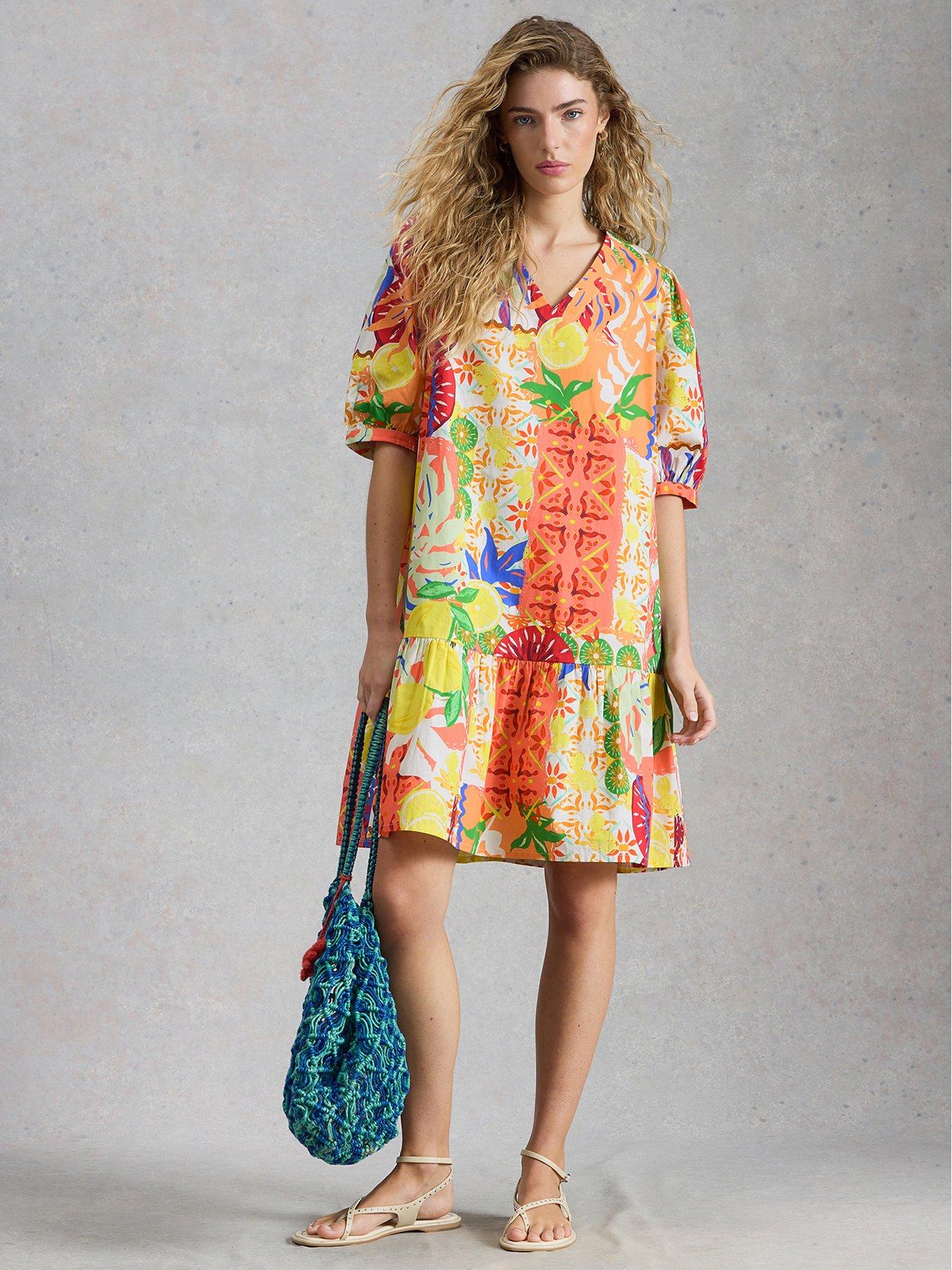 Image 1 of 6 of White Stuff Bex V Neck Dress - Yellow