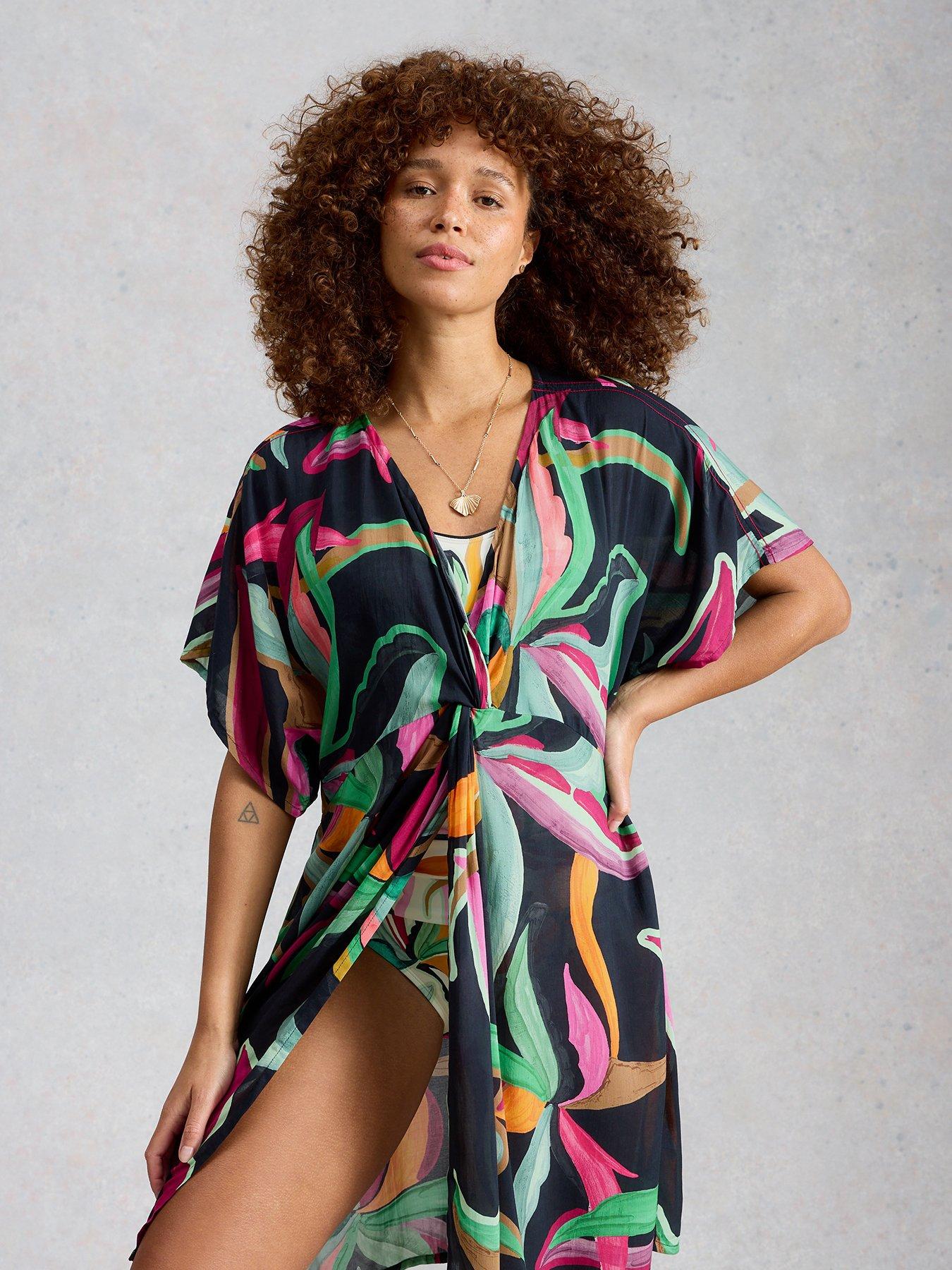 Image 1 of 6 of White Stuff Mini Cleo Cover Up Kimono - Black