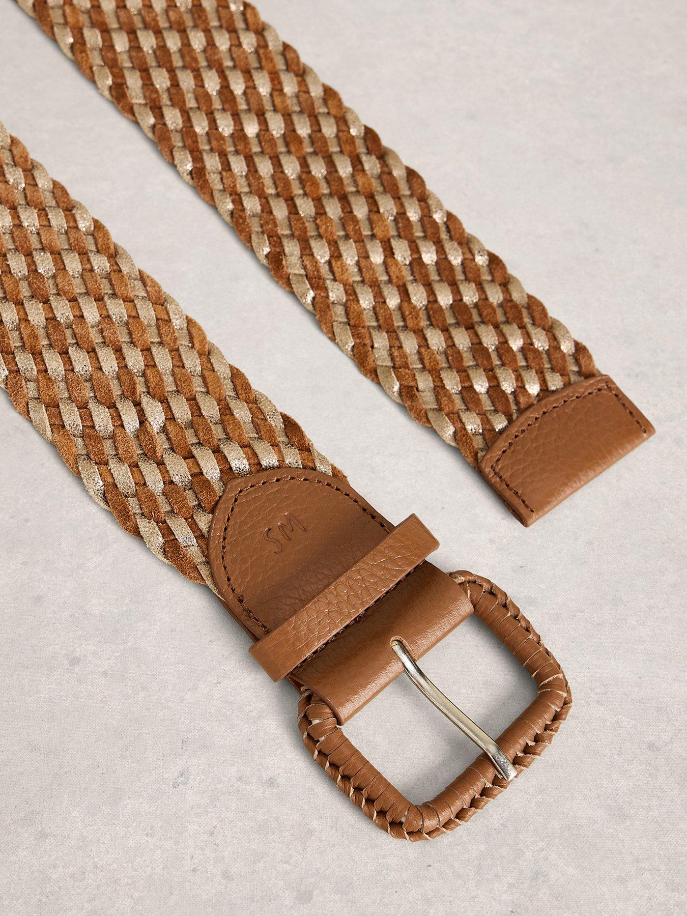 Image 2 of 3 of White Stuff Leather Wide Weave Belt - Beige