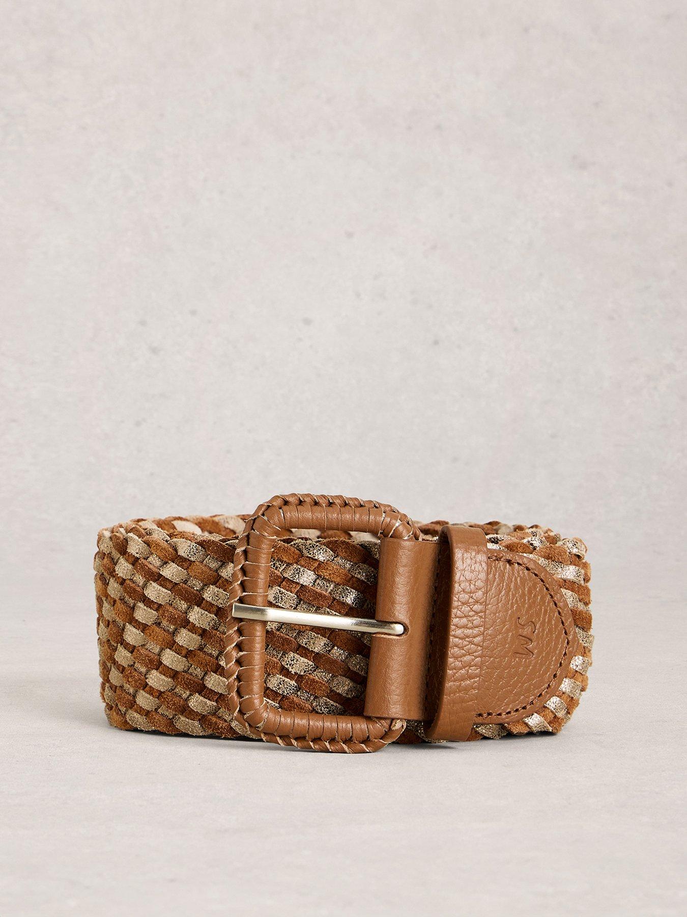 Image 3 of 3 of White Stuff Leather Wide Weave Belt - Beige
