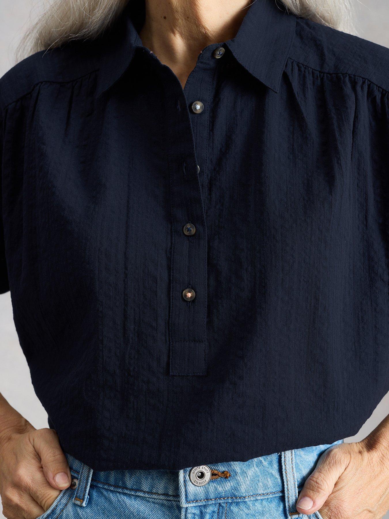 Image 4 of 6 of White Stuff Orla Pop Over Shirt - Blue
