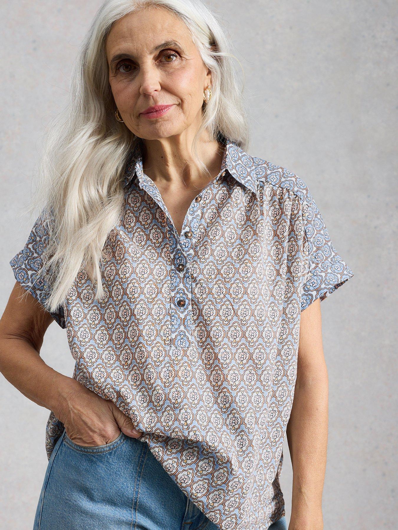 Image 1 of 6 of White Stuff Orla Pop Over Shirt - Blue