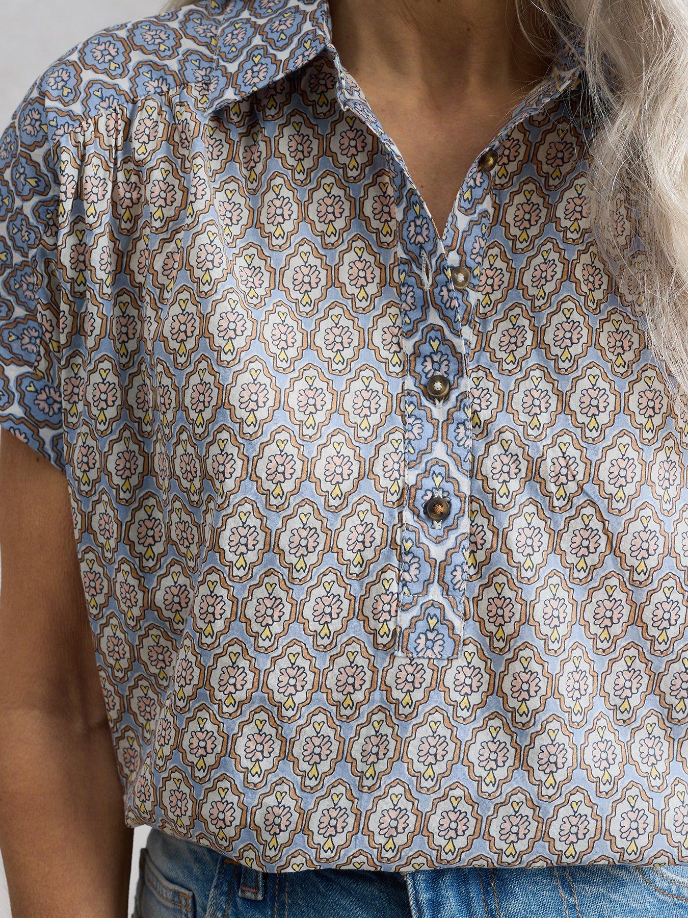 Image 4 of 6 of White Stuff Orla Pop Over Shirt - Blue