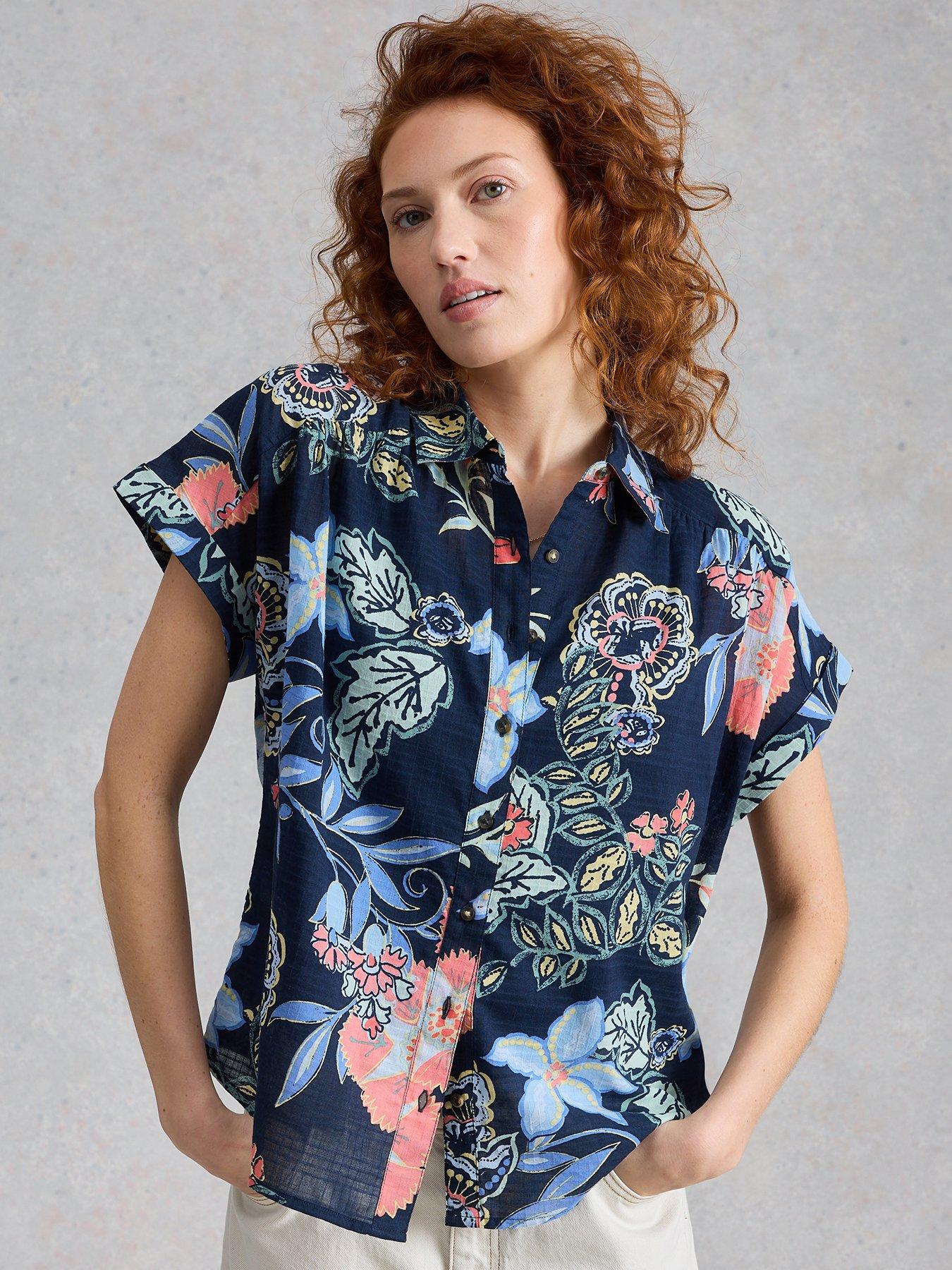 White Stuff Orla Button Through Shirt - Blue