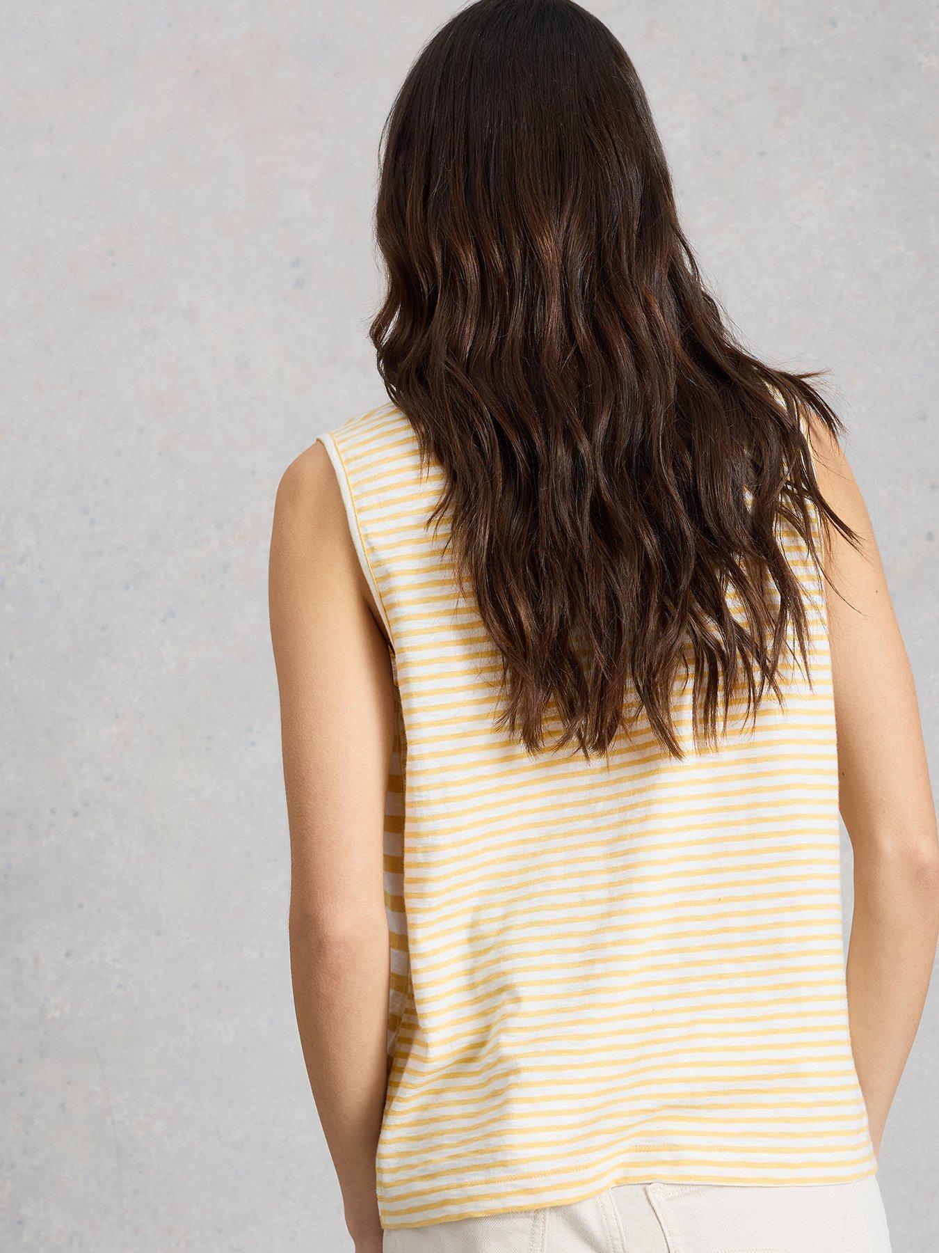 Image 2 of 6 of White Stuff Nora Notch Stripe Vest Top - Yellow
