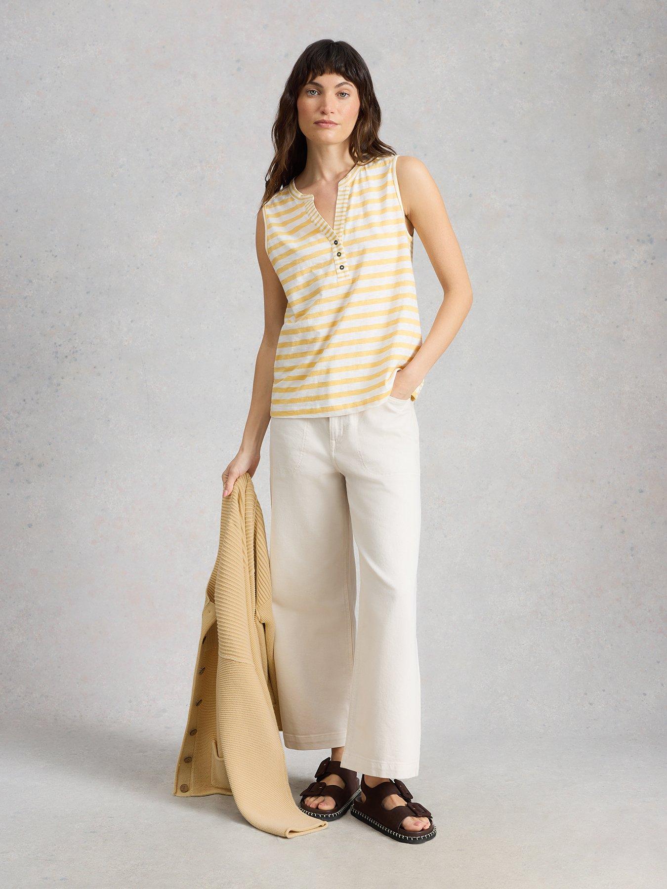 Image 3 of 6 of White Stuff Nora Notch Stripe Vest Top - Yellow