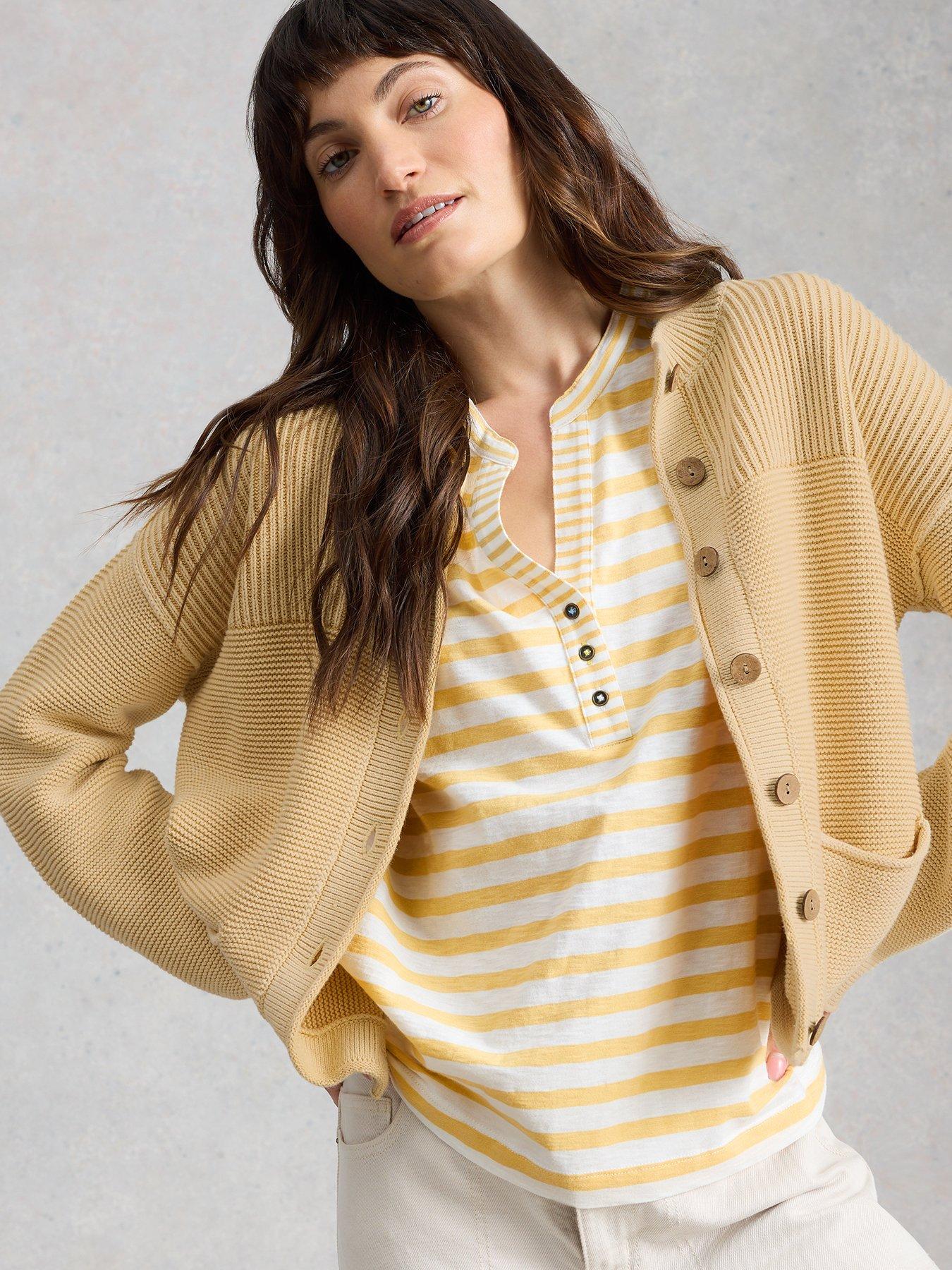 Image 4 of 6 of White Stuff Nora Notch Stripe Vest Top - Yellow
