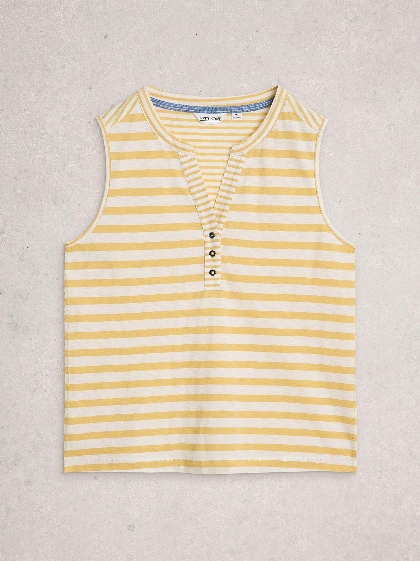 Image 5 of 6 of White Stuff Nora Notch Stripe Vest Top - Yellow
