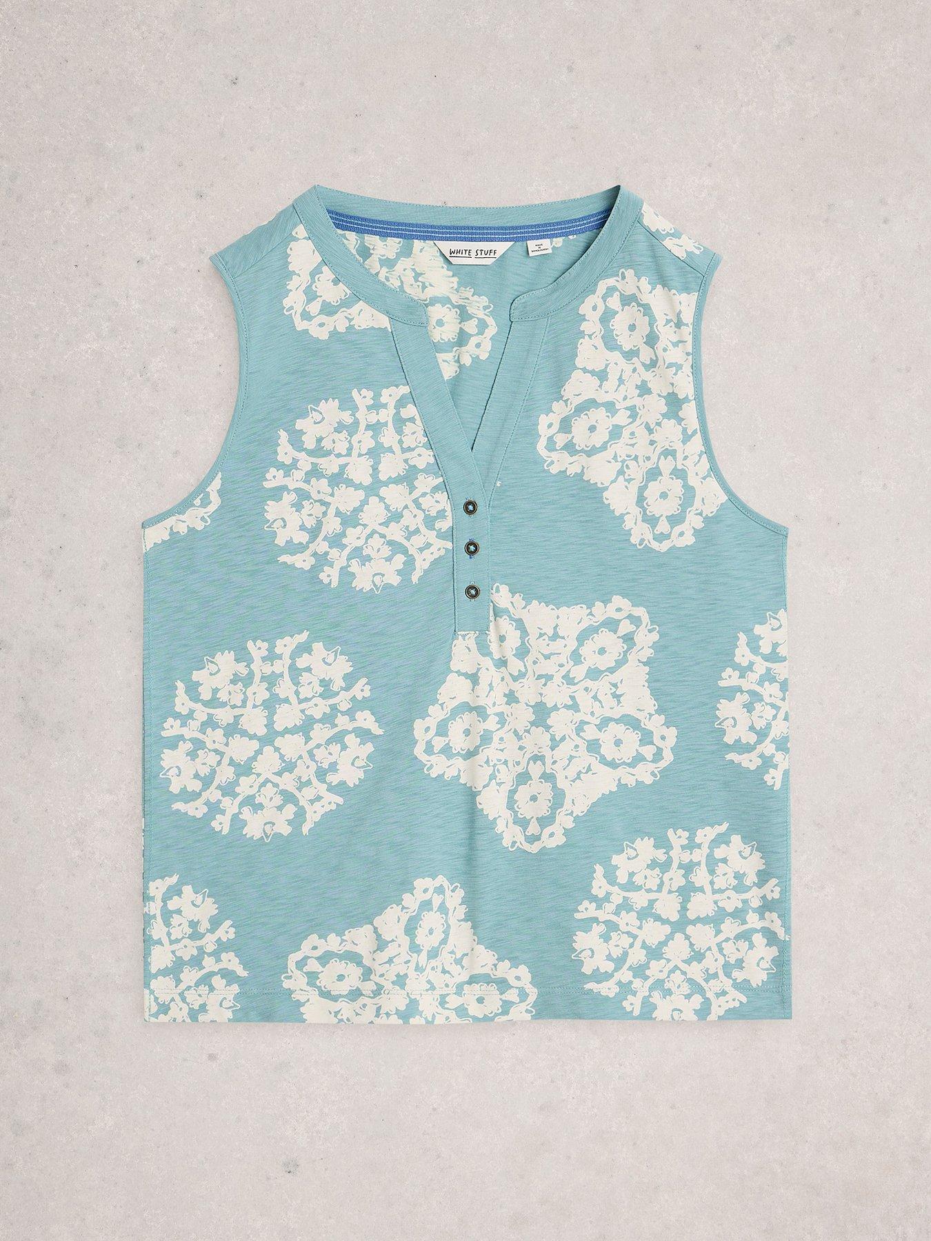 Image 5 of 6 of White Stuff Nora Notch Vest Top - Blue
