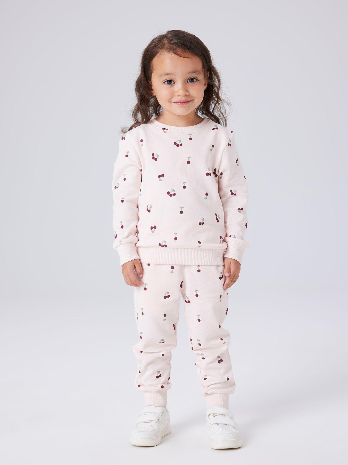 Name It Girls Cherry Print Co-Ord Sweat - Pink