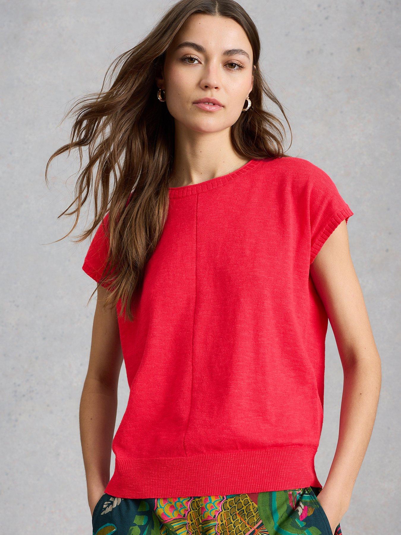 White Stuff Nova Linen Blend T-Shirt - Pink