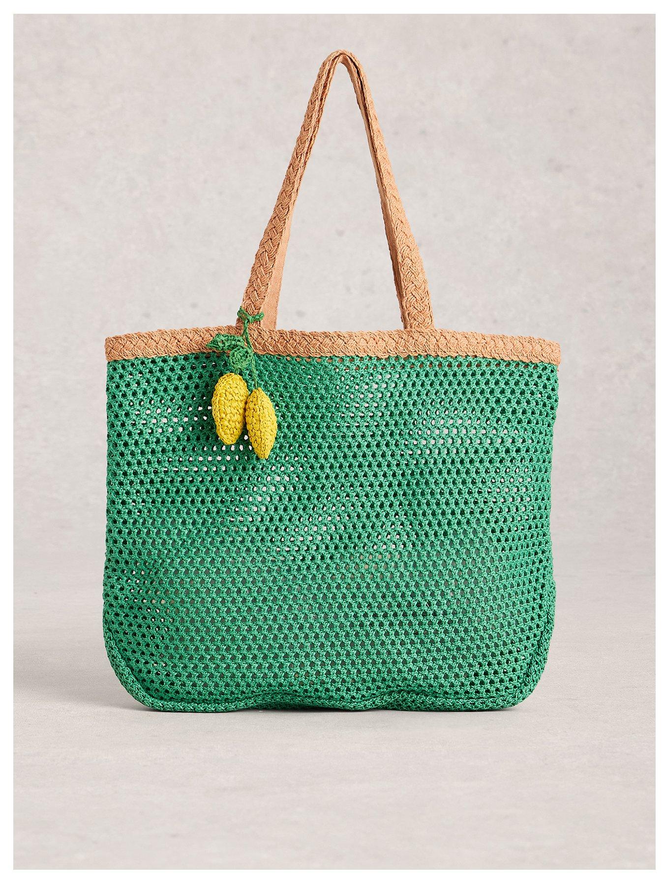 Image 1 of 4 of White Stuff Lyla Woven Tote Bag - Green
