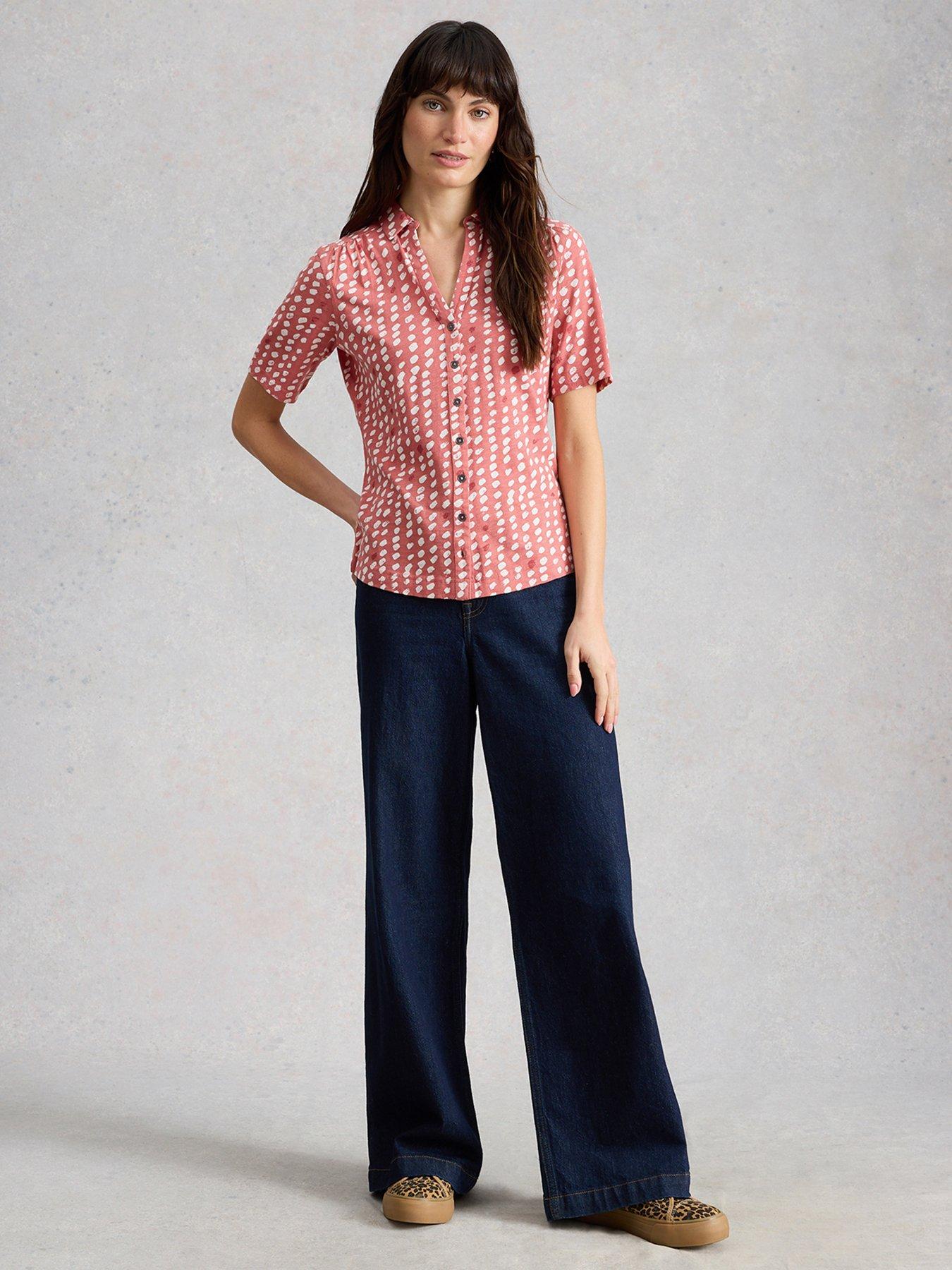 White Stuff Annie Short Sleeve Jersey Shirt - Pink