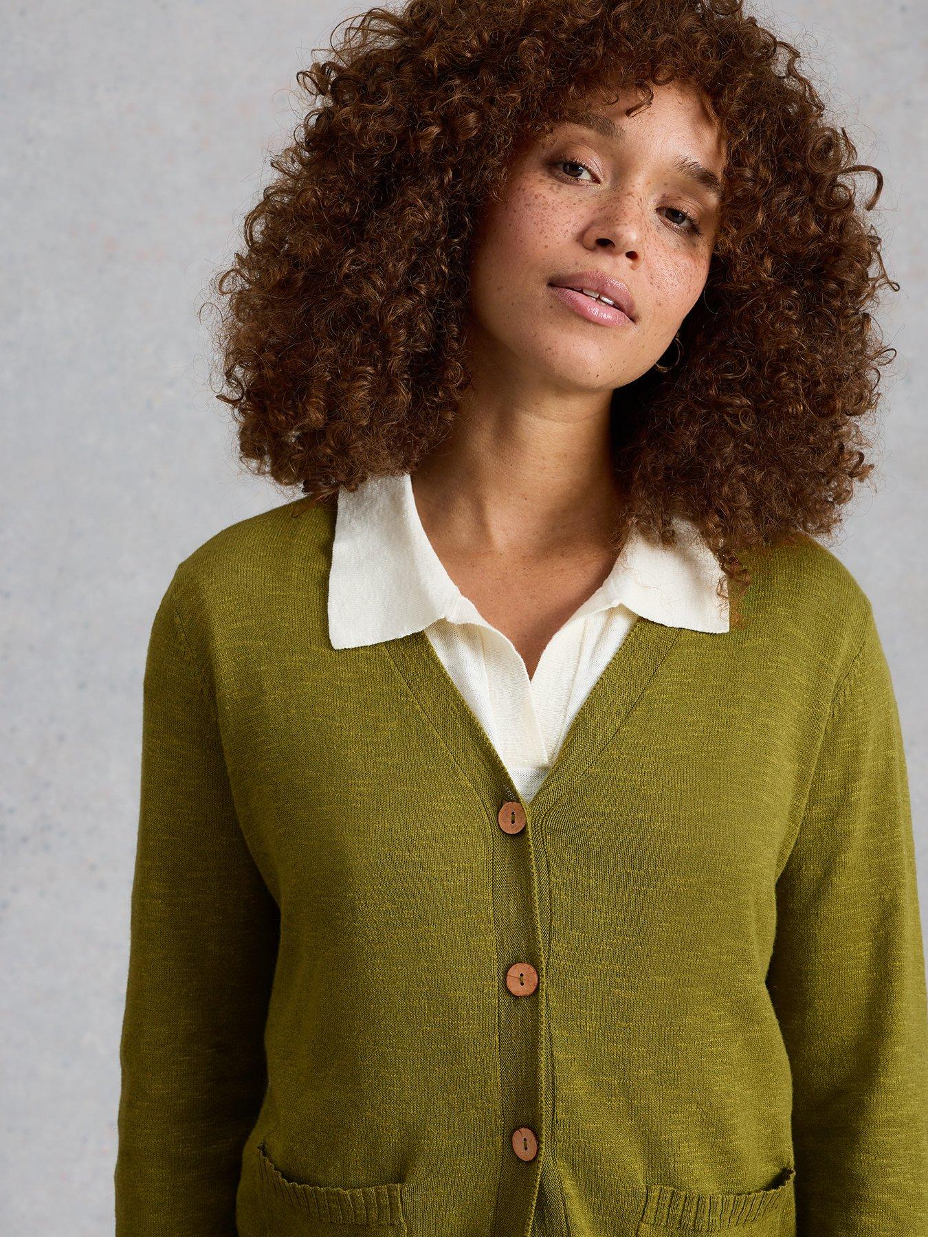 Image 4 of 6 of White Stuff Nova Linen Blend Cardigan - Green