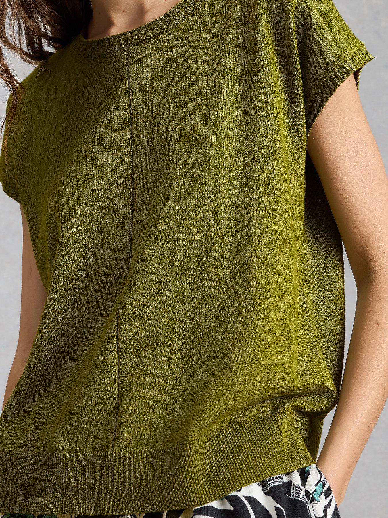 White Stuff Nova Linen Blend T-Shirt - Green