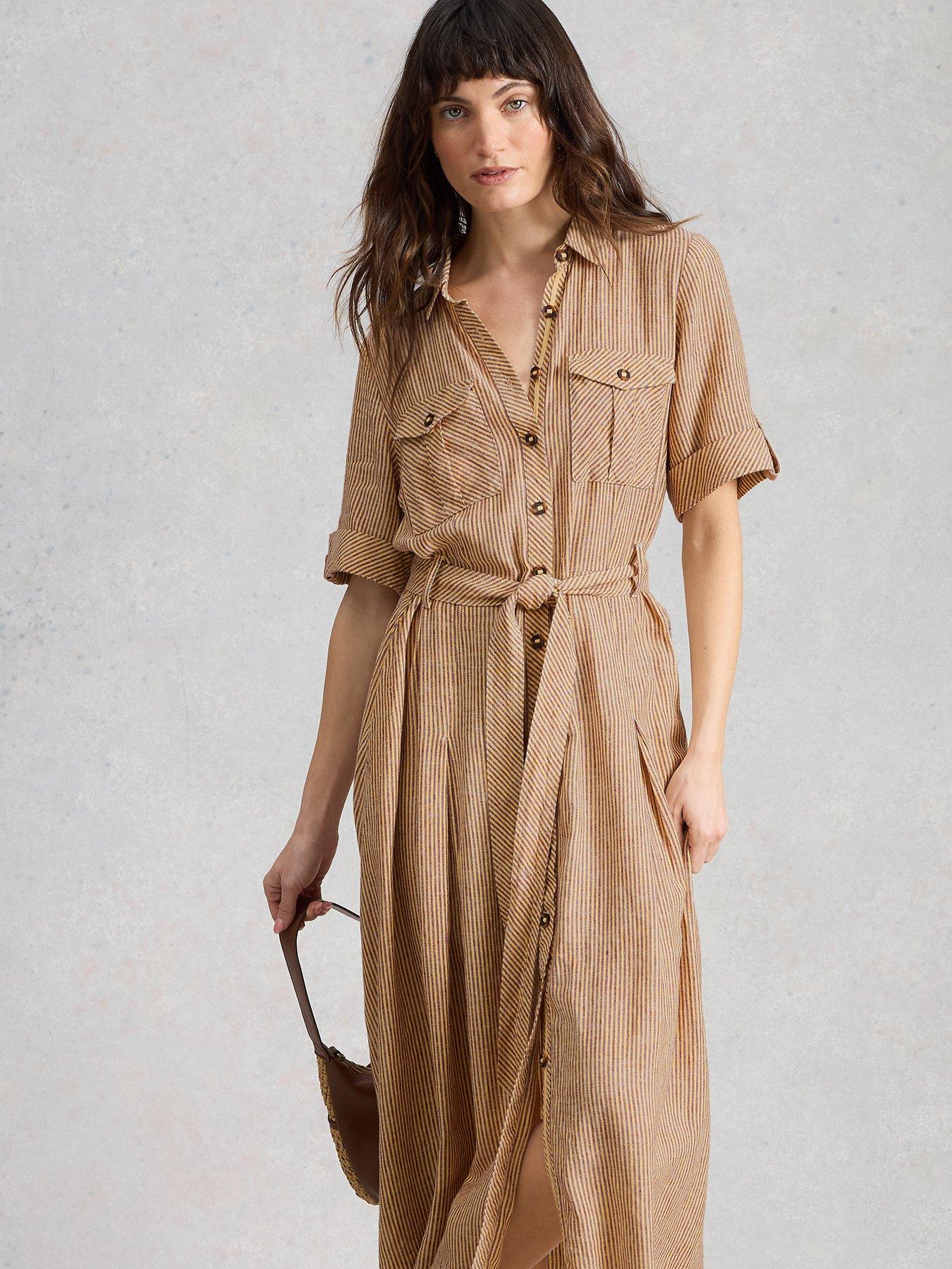 White Stuff Tiff Linen Blend Shirt Dress - Beige