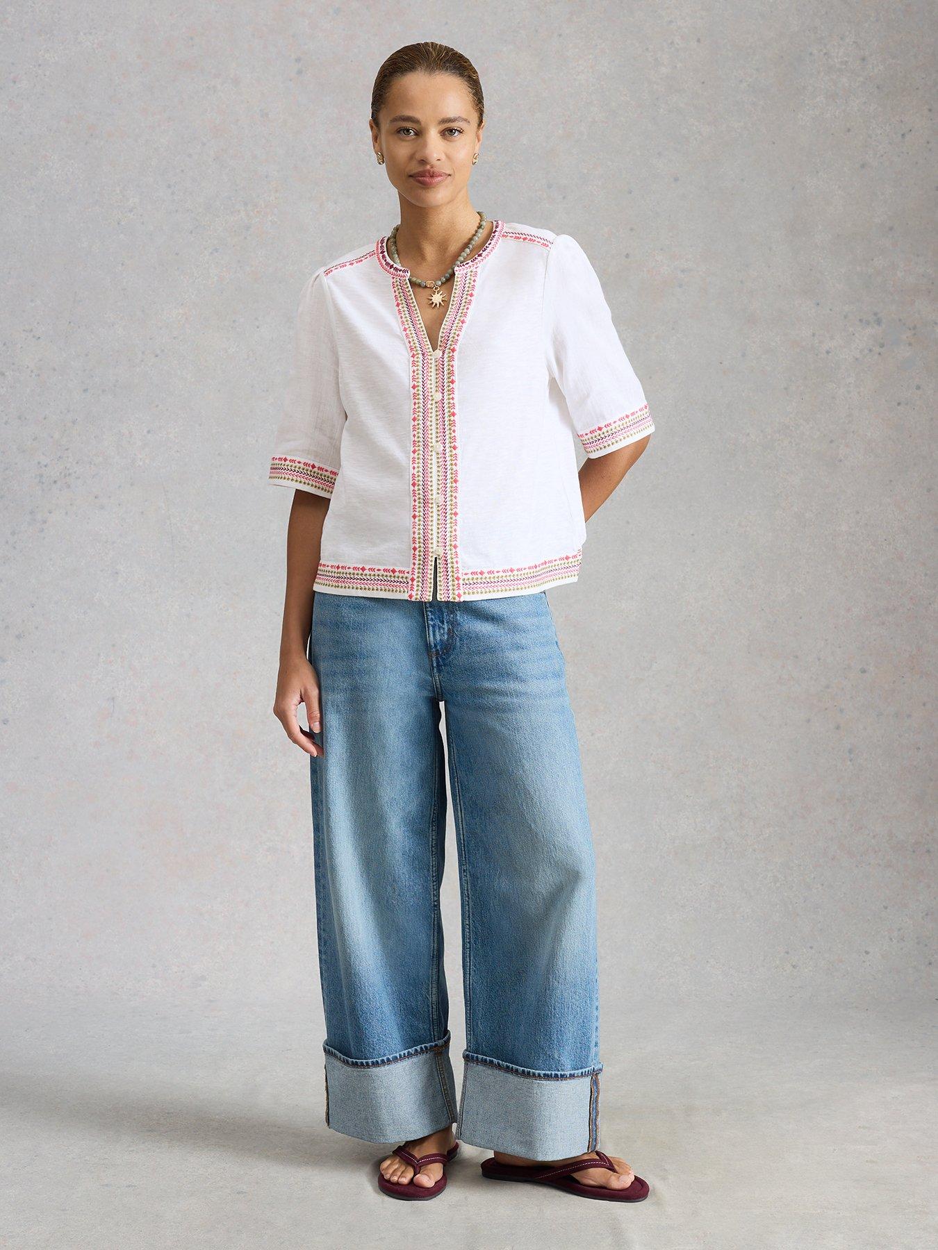 Image 3 of 6 of White Stuff Lizzie Embroidered Top