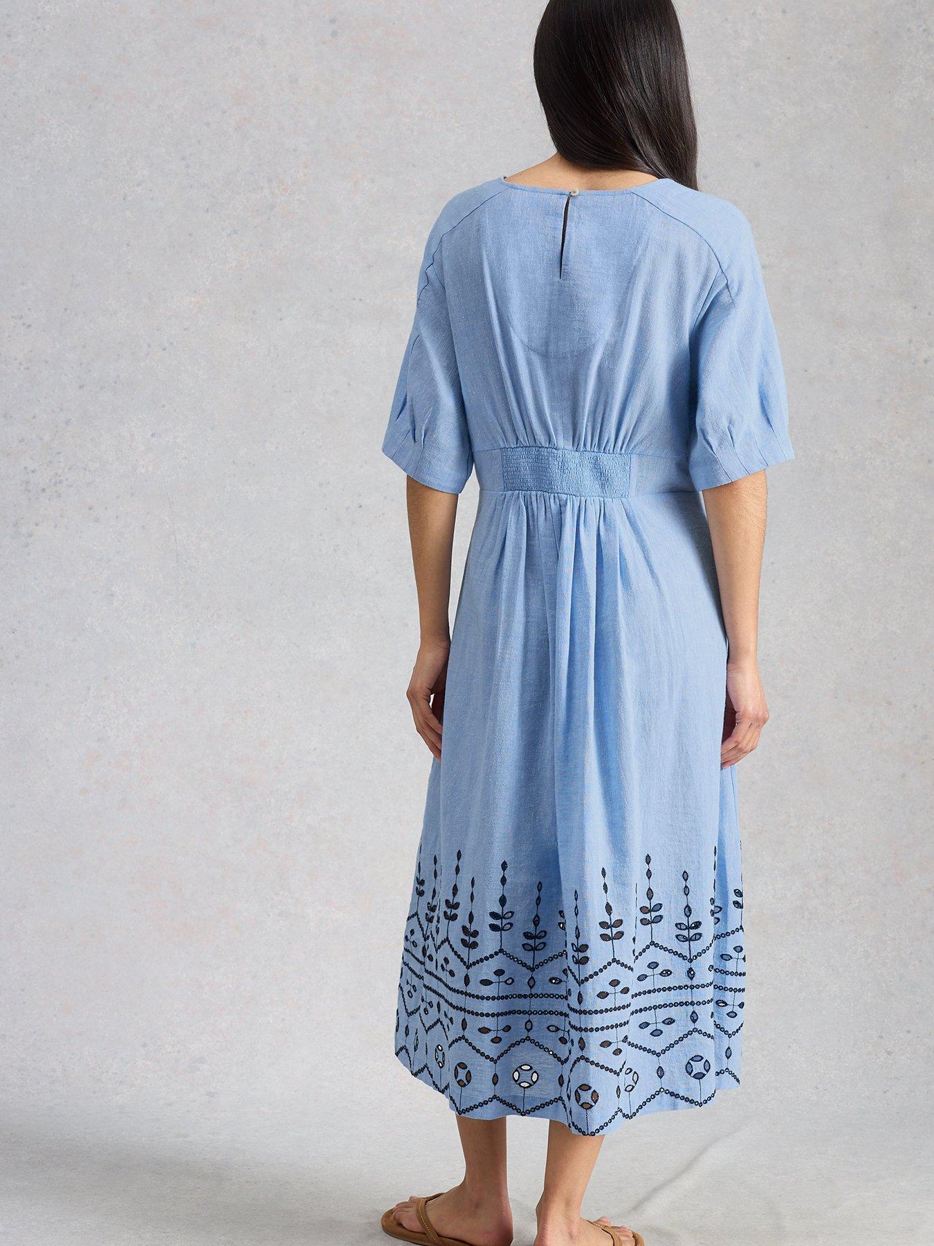 Image 2 of 6 of White Stuff Kate Broderie Midi Dress - Blue