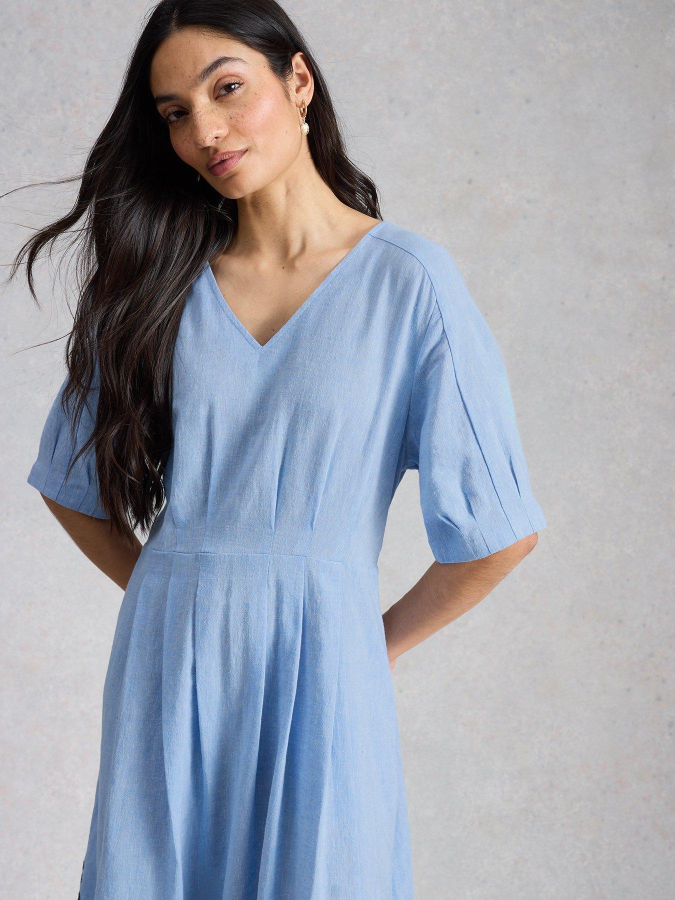 Image 4 of 6 of White Stuff Kate Broderie Midi Dress - Blue