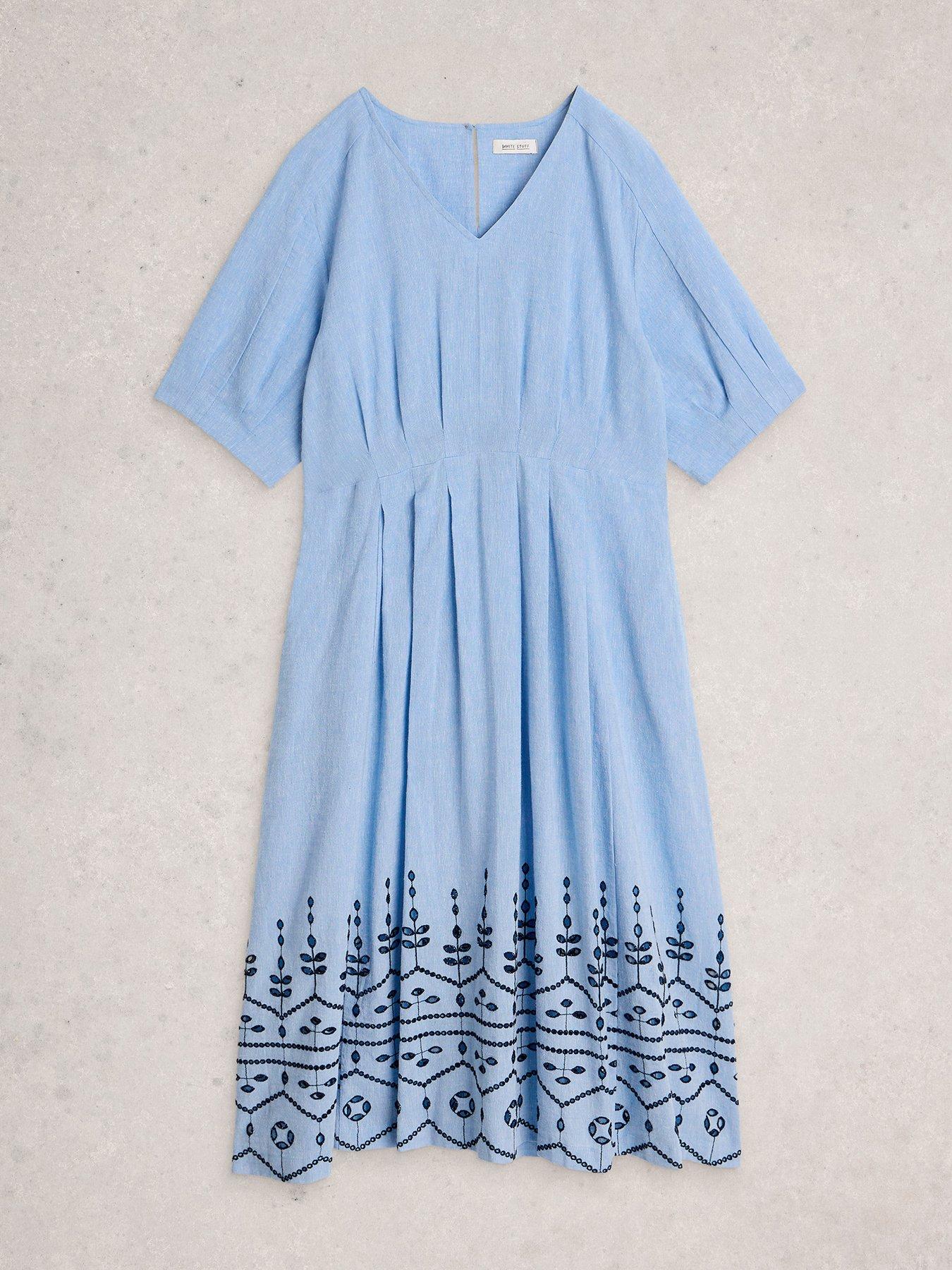 Image 5 of 6 of White Stuff Kate Broderie Midi Dress - Blue
