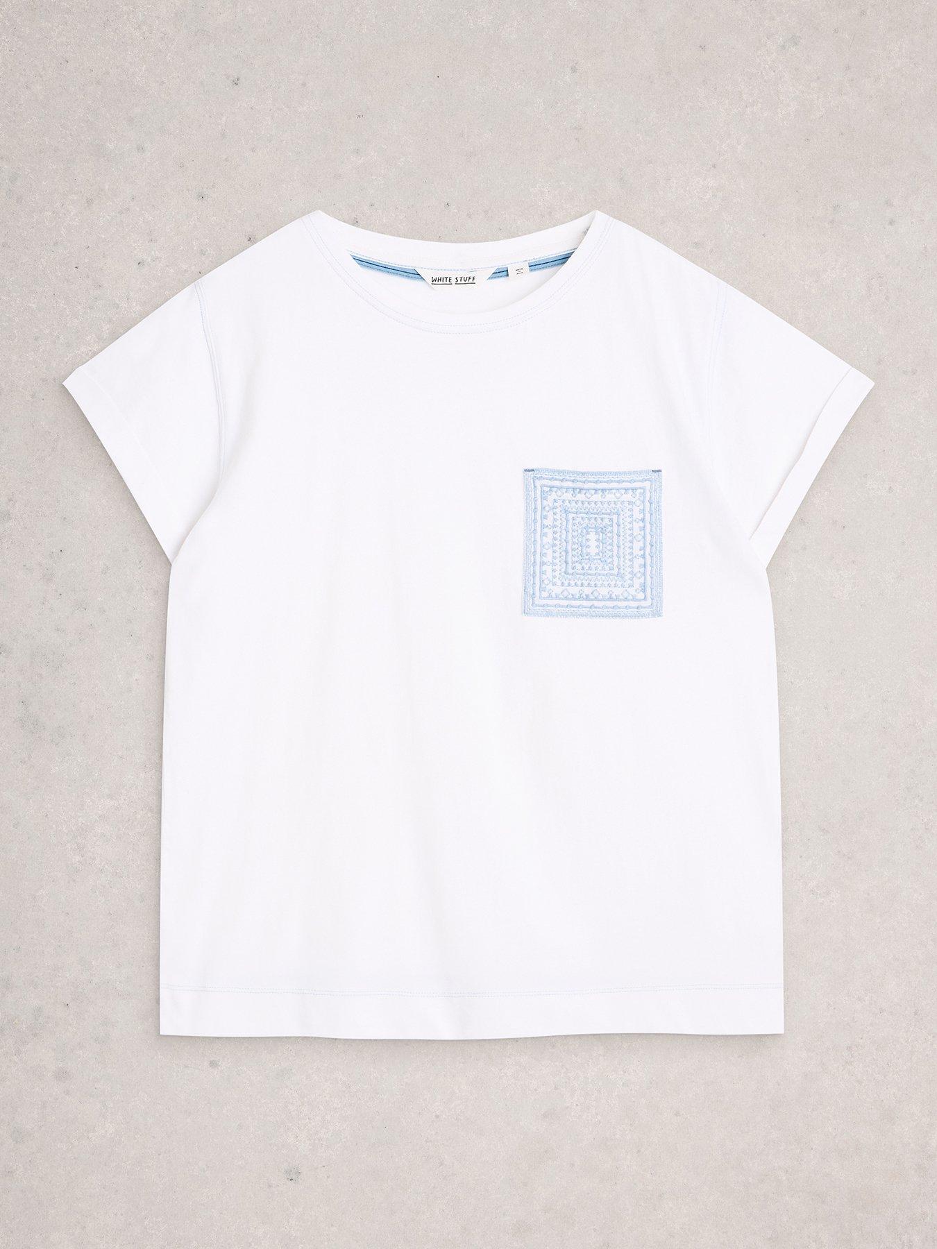 Image 5 of 6 of White Stuff Gina Embroidered Pocket Tee - White
