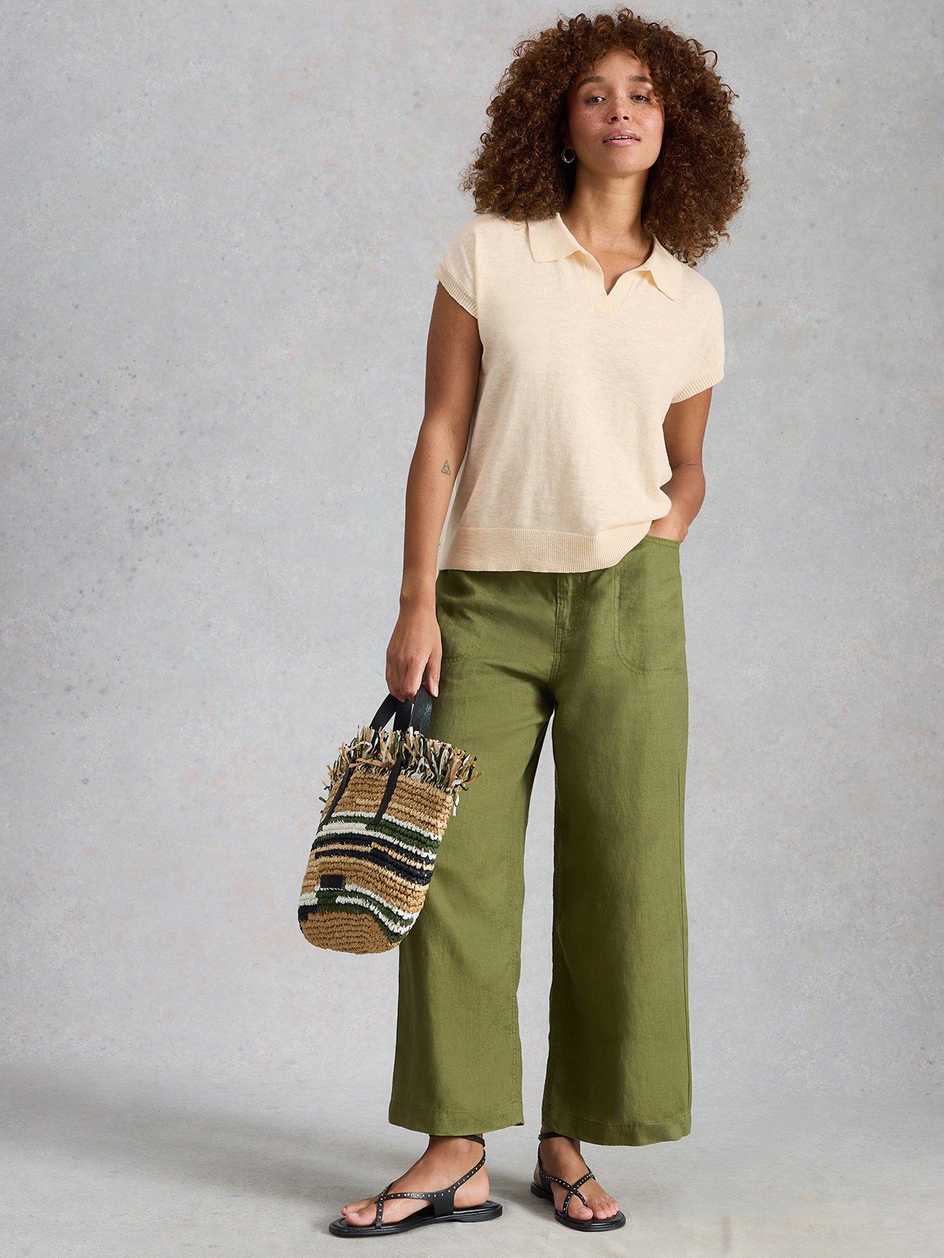 White Stuff Ginni Linen Polo T-Shirt - Natural White