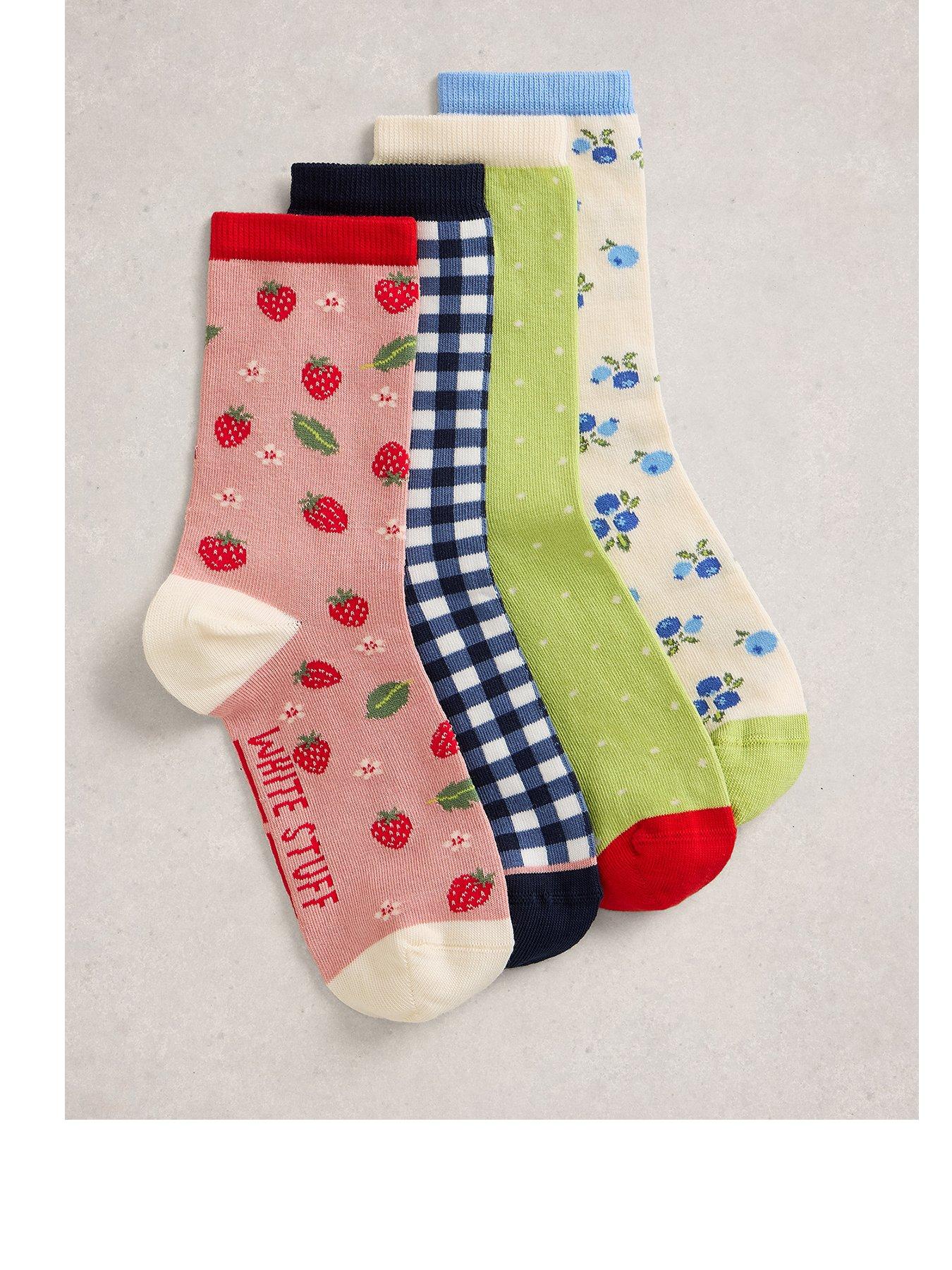 Image 1 of 4 of White Stuff 4pk Summer Fruit Ankle Socks