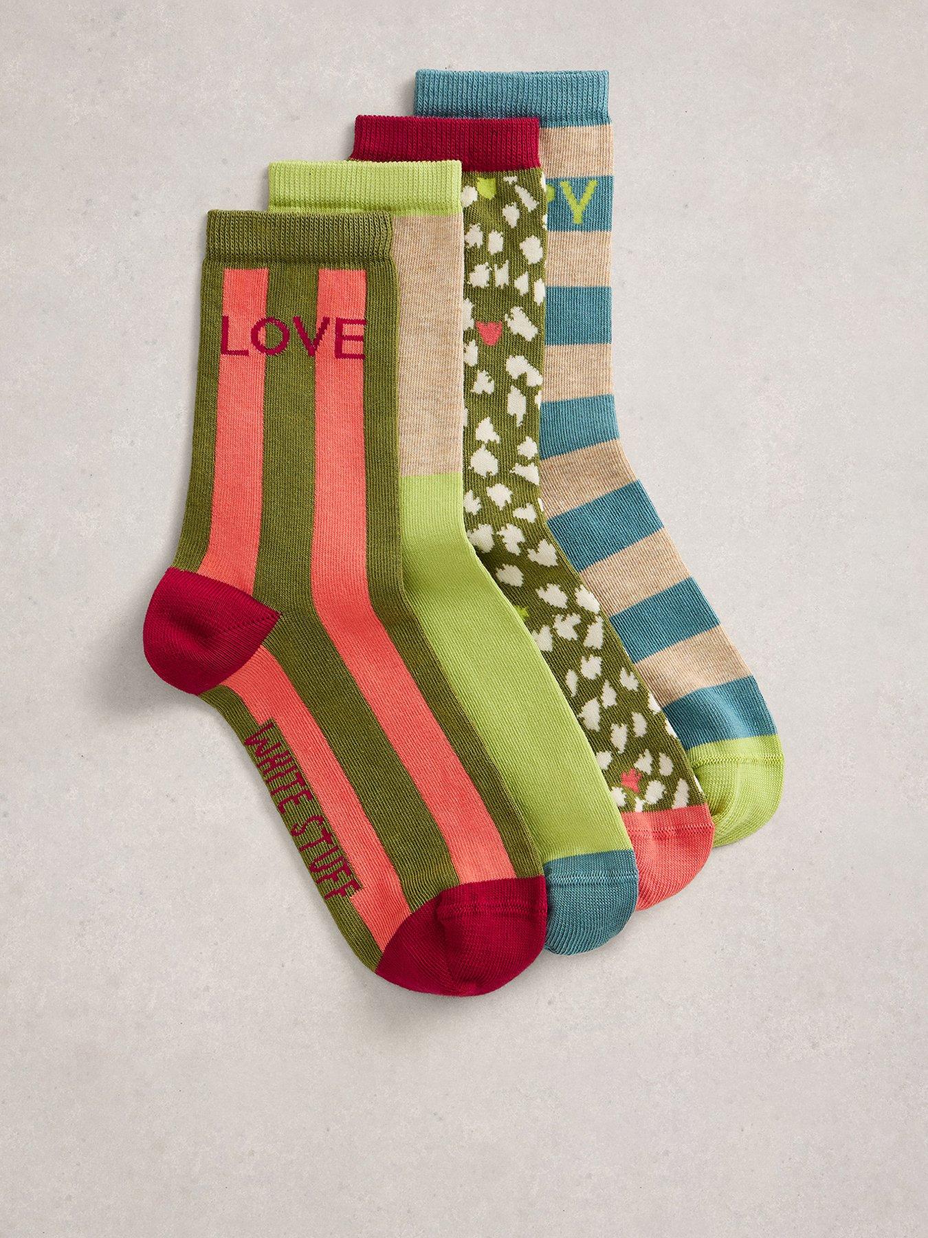 White Stuff 4pk Pop Block Ankle Socks
