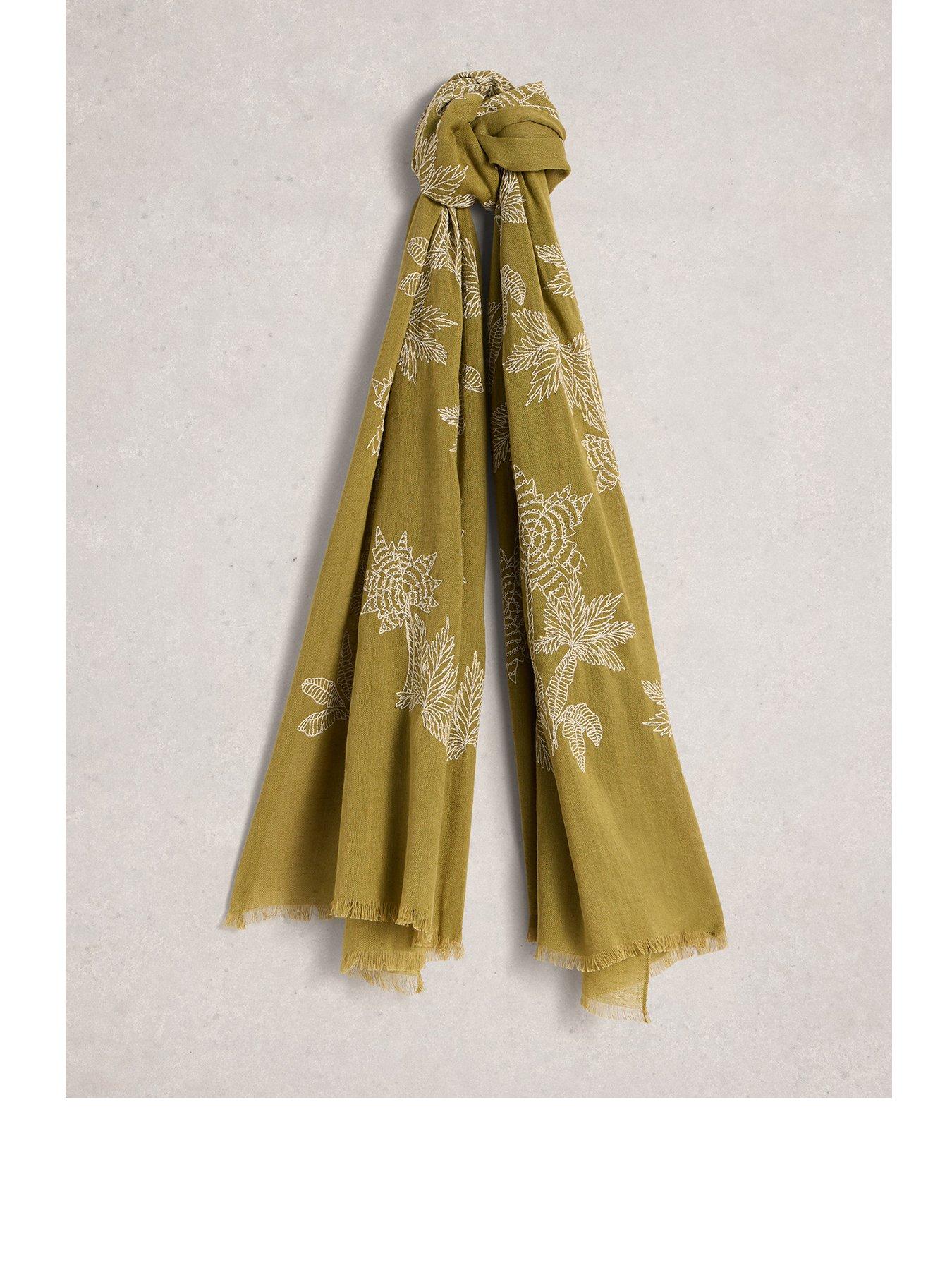 Image 1 of 3 of White Stuff Embroidered Plain Scarf