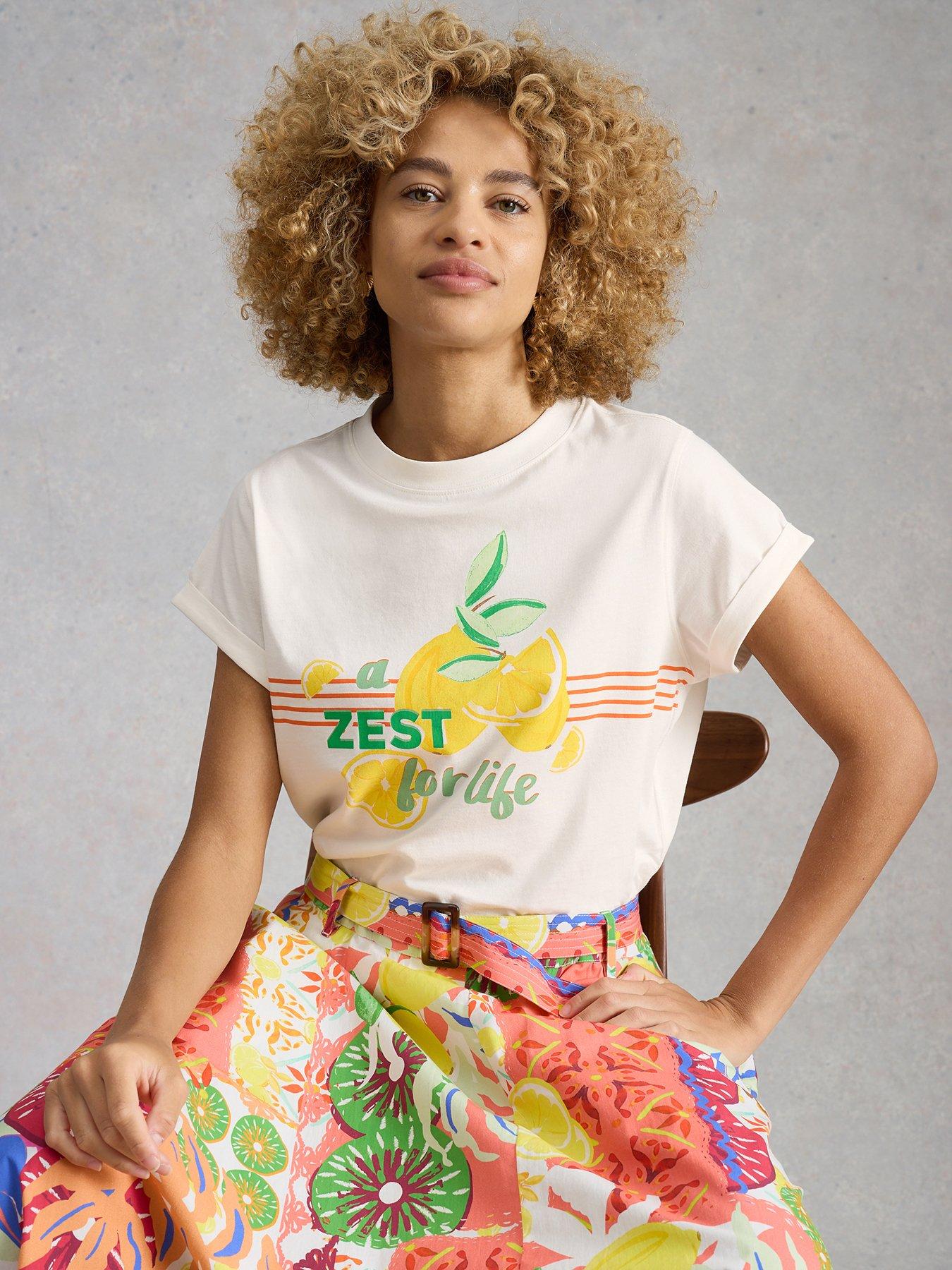 Image 1 of 6 of White Stuff Gina Graphic Tee - White