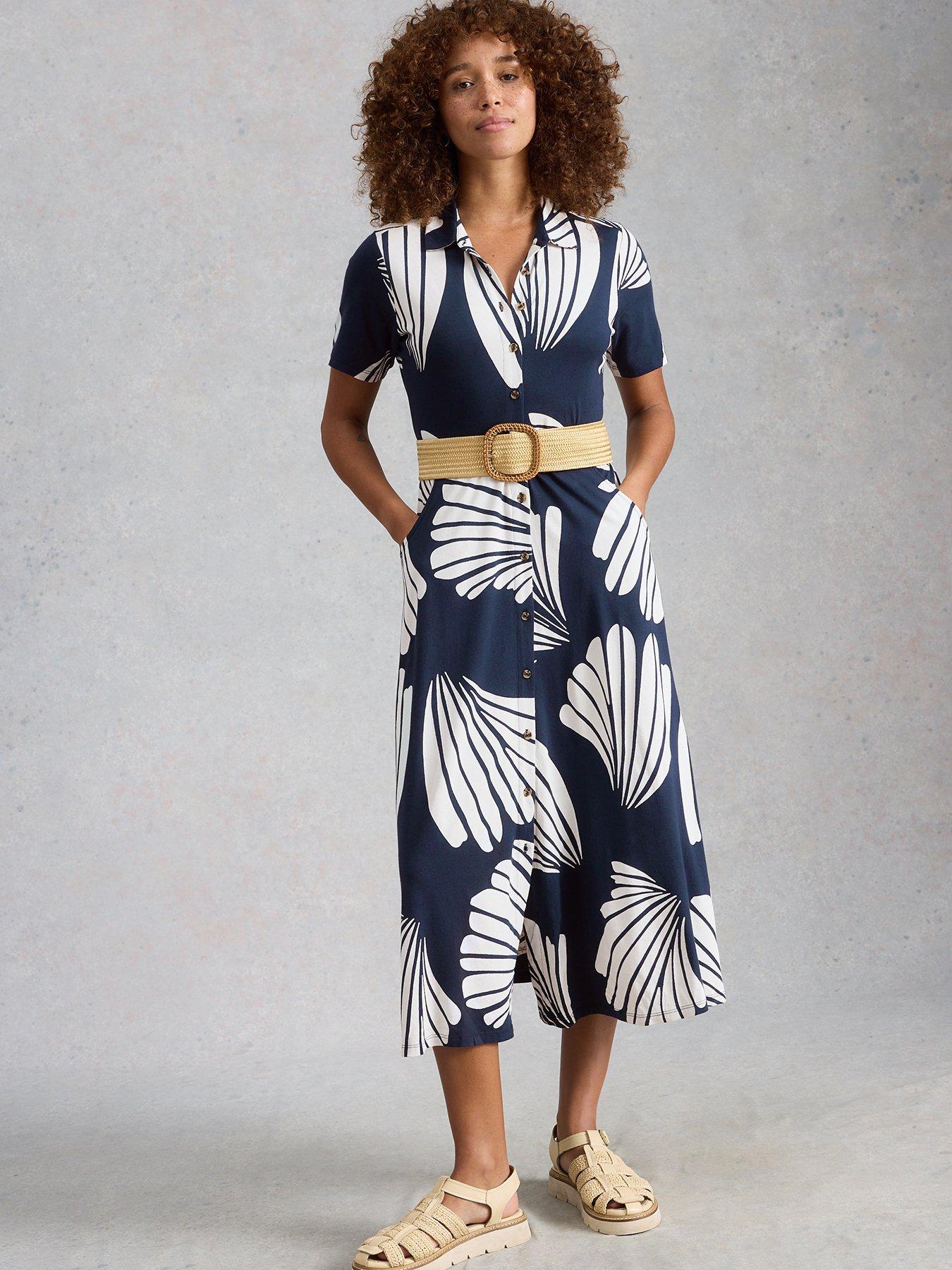 White Stuff Rua Jersey Shirt Dress - Blue
