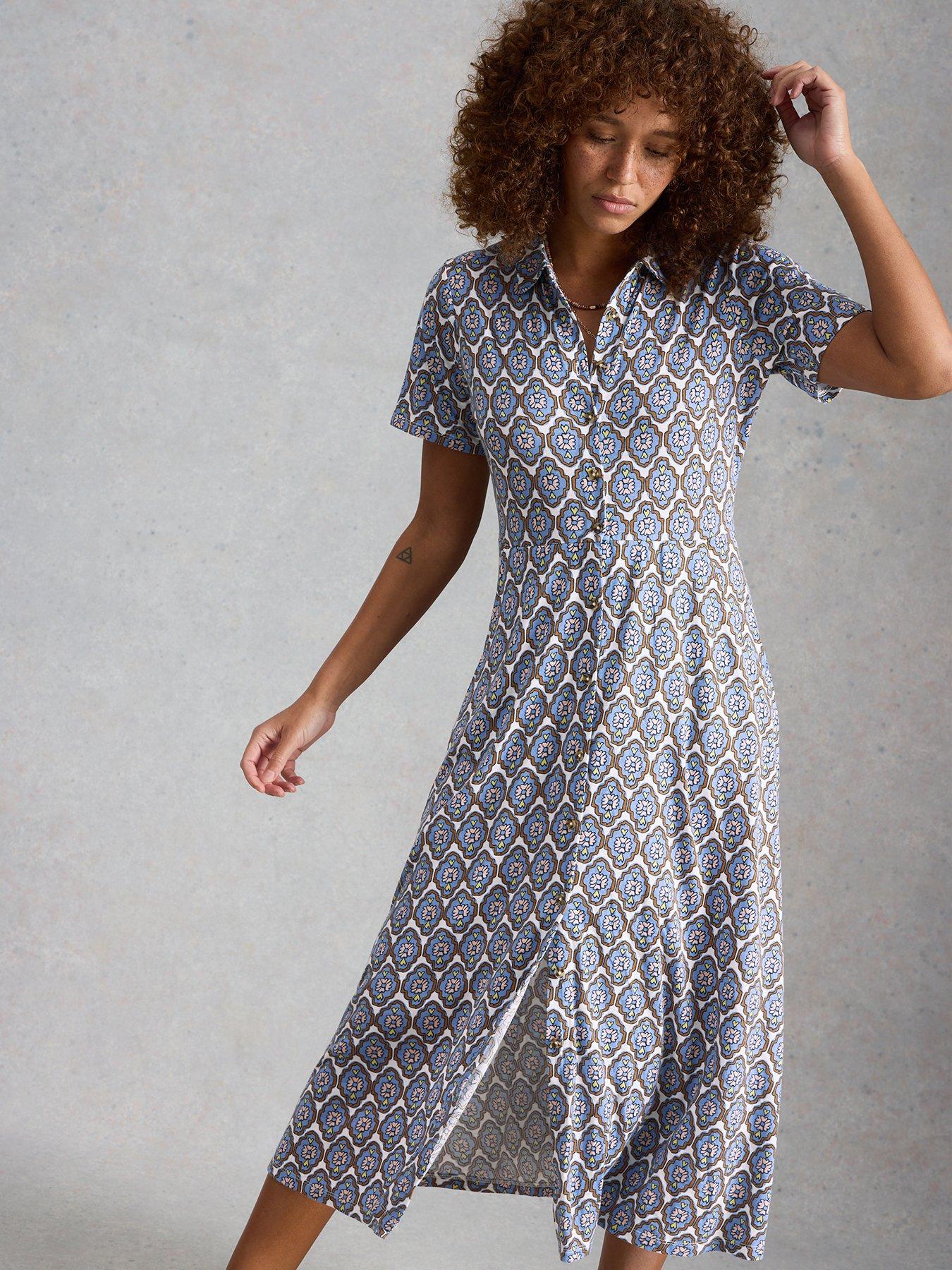 White Stuff Rua Jersey Shirt Dress - Blue