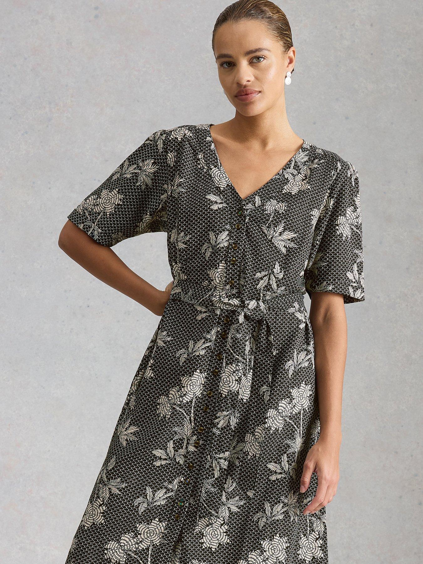 White Stuff Val Linen Blend Dress - Black