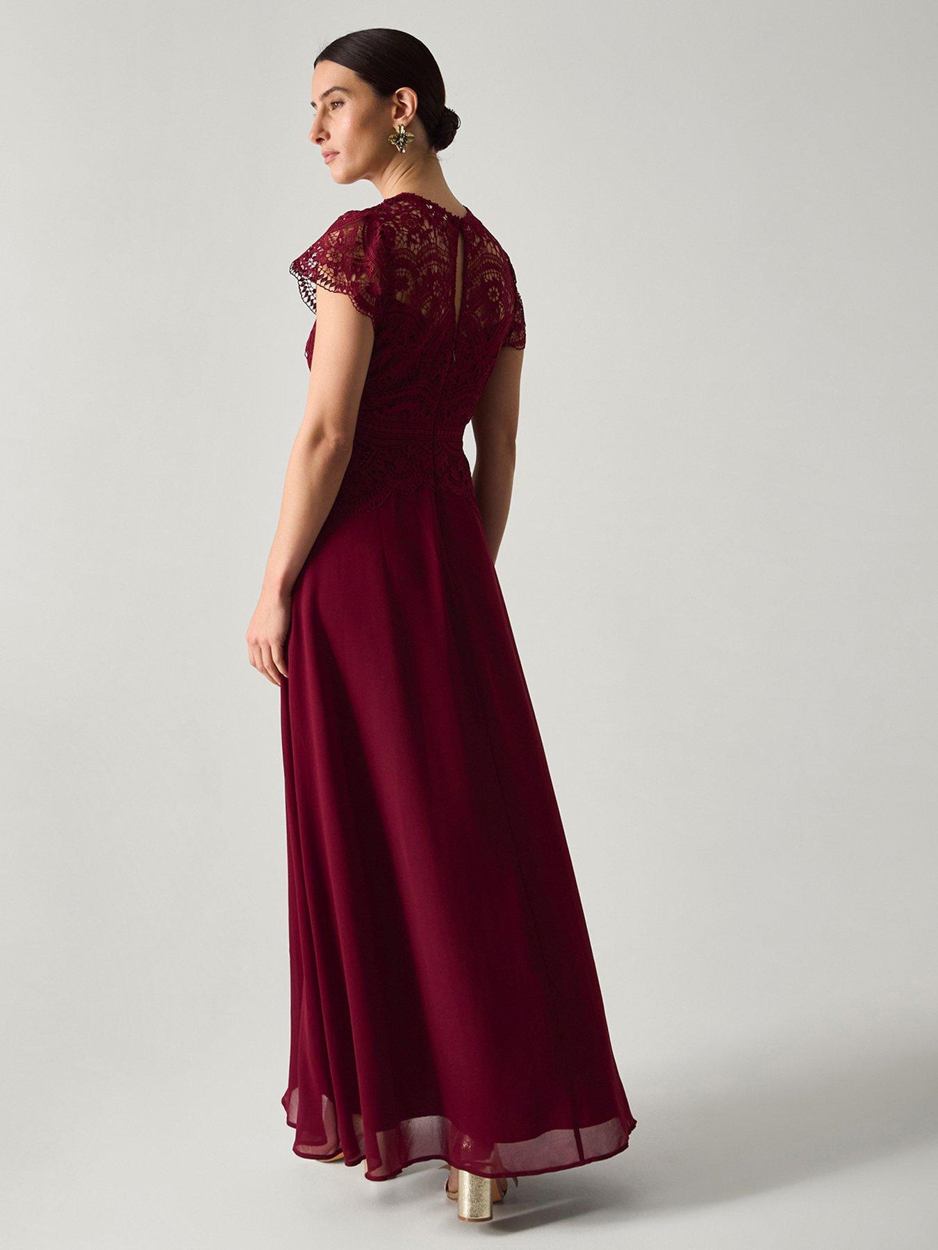 Image 2 of 5 of Monsoon Monica Lace Maxi Dress - Red